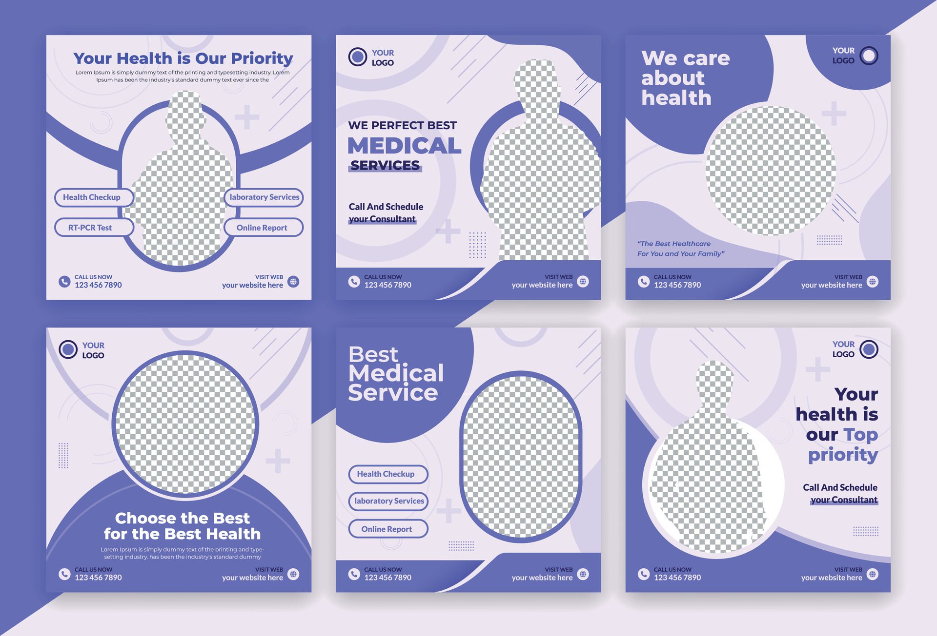 Medical healthcare service social media post template design. Hospital, doctor, clinic and dentist health business marketing banner Free Vector