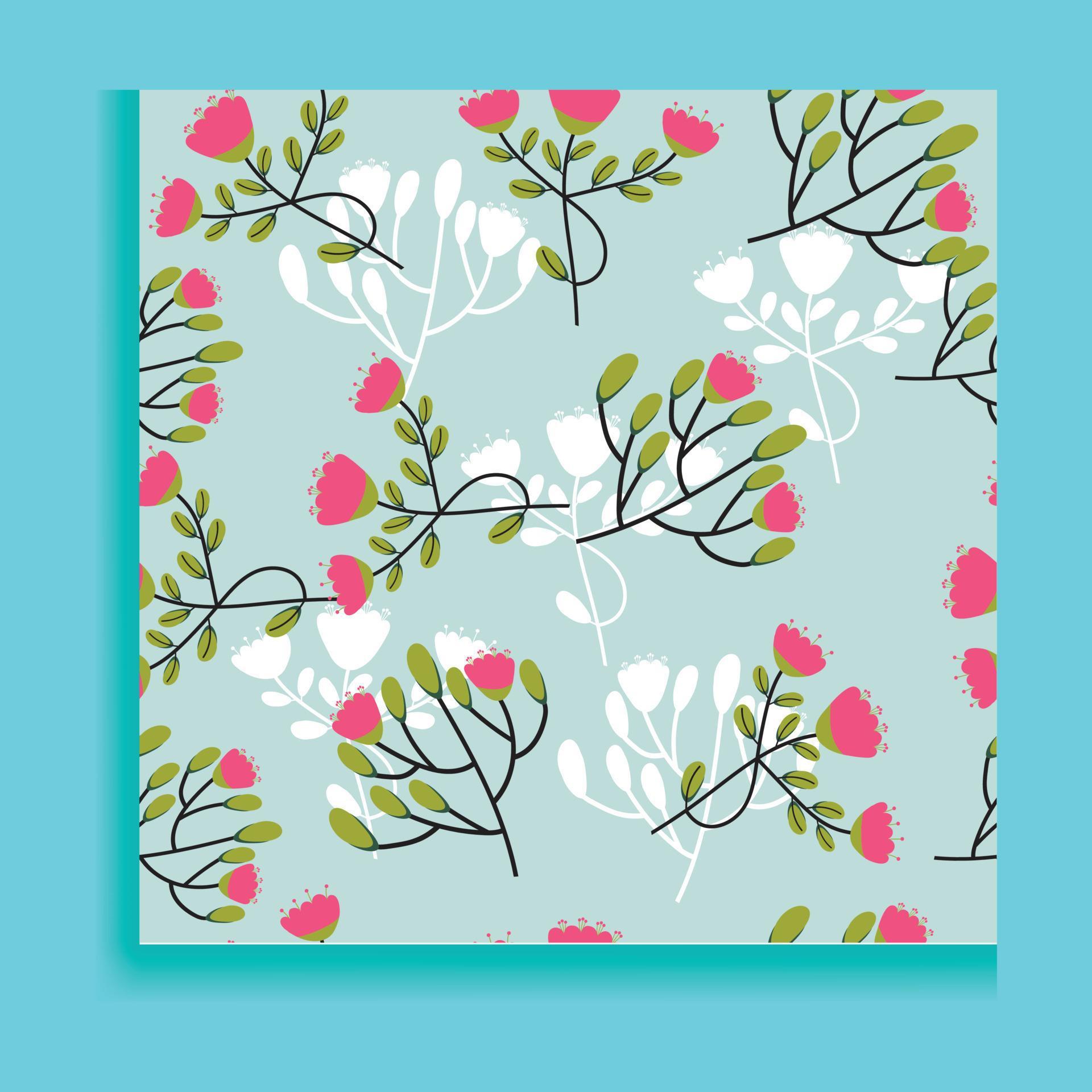 Vintage Shameless Floral, Green, Yellow Orange, and Pink flowers with a pattern Background. Stock Free