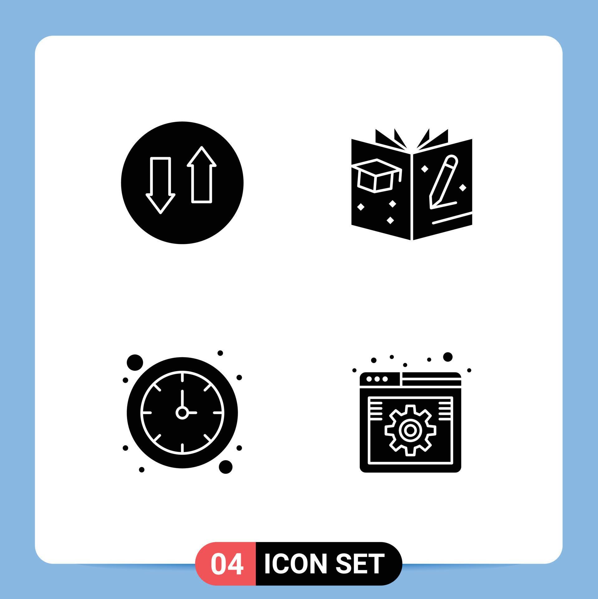 4 Thematic Vector Solid Glyphs and Editable Symbols of arrows watch up book online Editable Vector Design Elements Stock Free and Free SVG