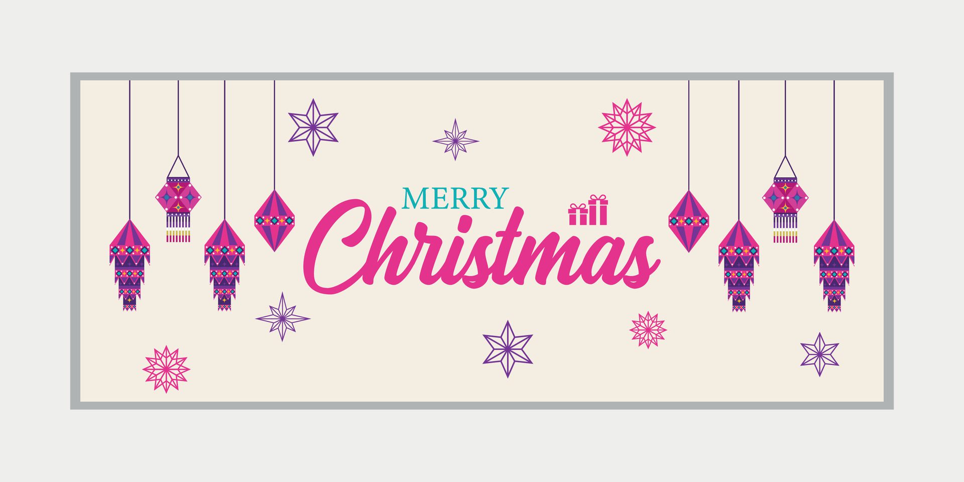 merry christmas banner set and happy new year banner, social media cover and web banner,Merry Christmas design for greeting card, Free Vector