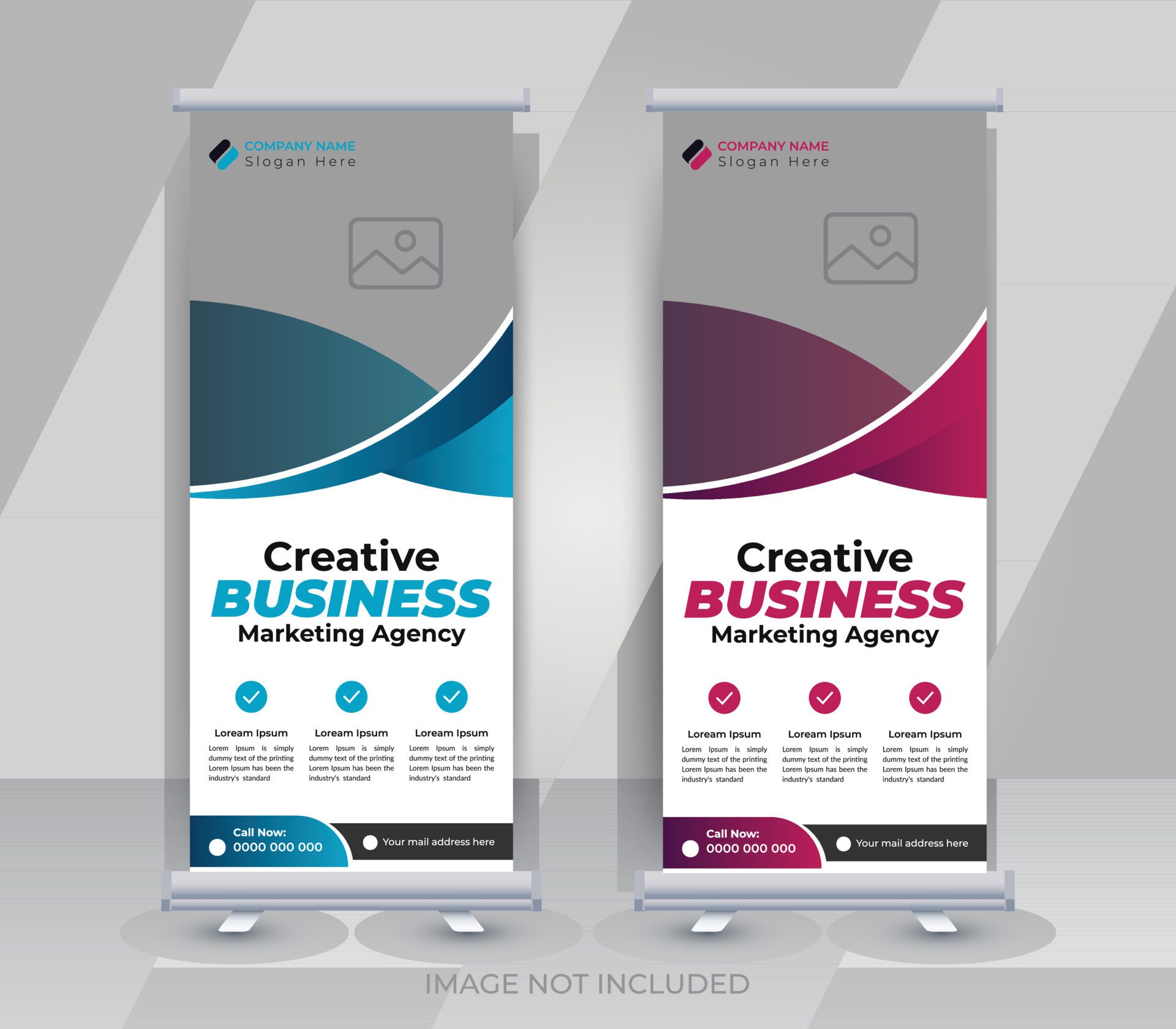 Creative business marketing agency roll up banner design or pull up banner template Free Vector