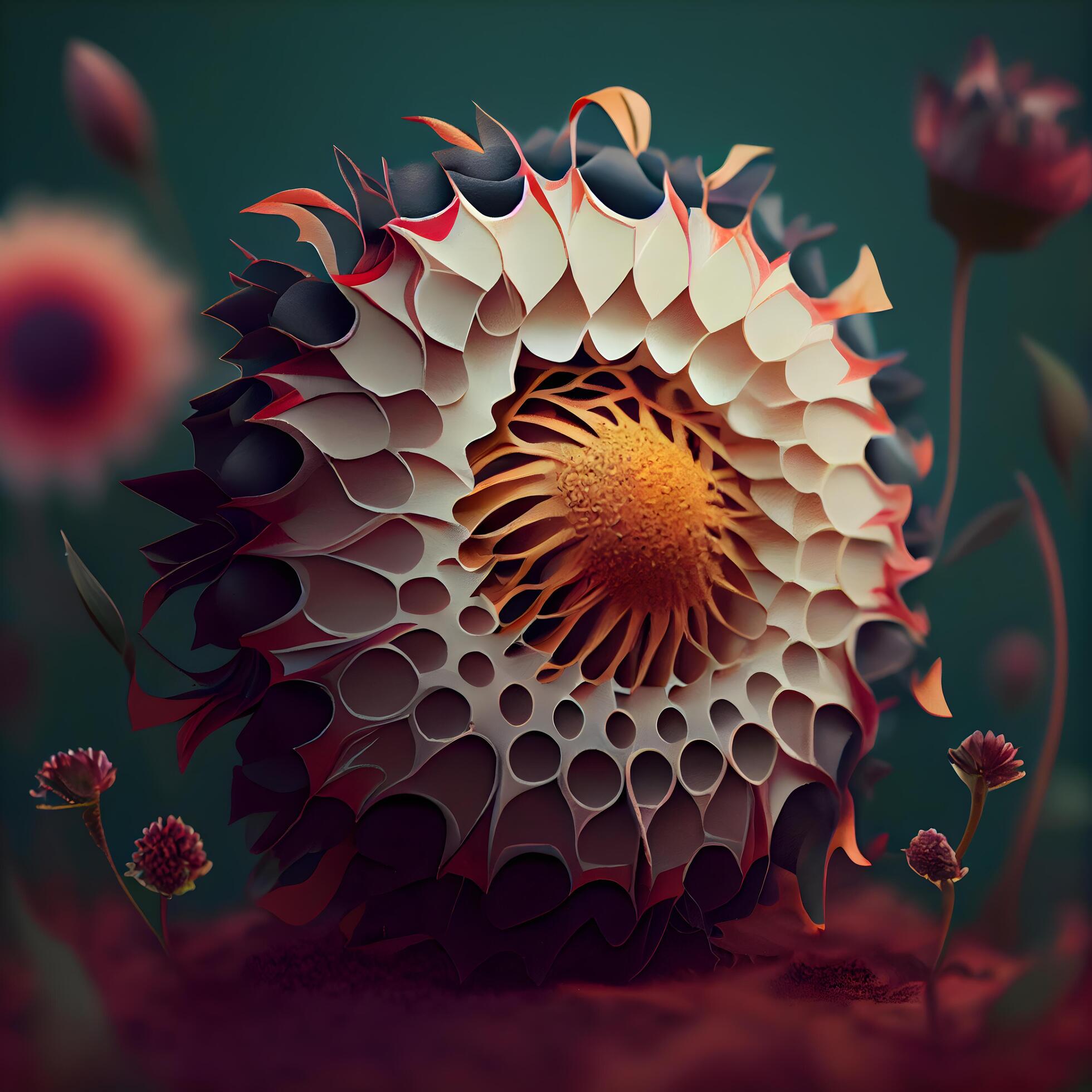 3D illustration of a fractal flower, digital artwork for creative graphic design, Image Stock Free