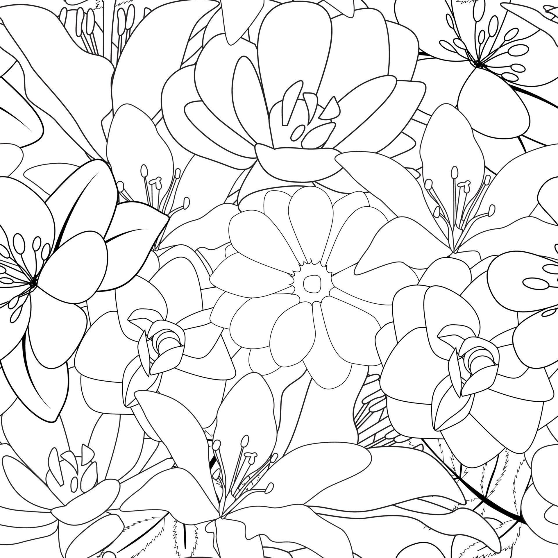 Hand drawn flower seamless pattern background. Vector Illustration Stock Free