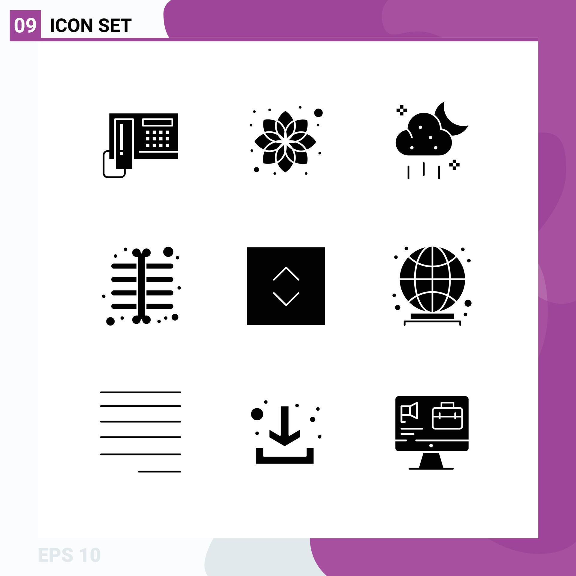 Group of 9 Modern Solid Glyphs Set for square arrows cloud skeleton xray chest Editable Vector Design Elements Stock Free