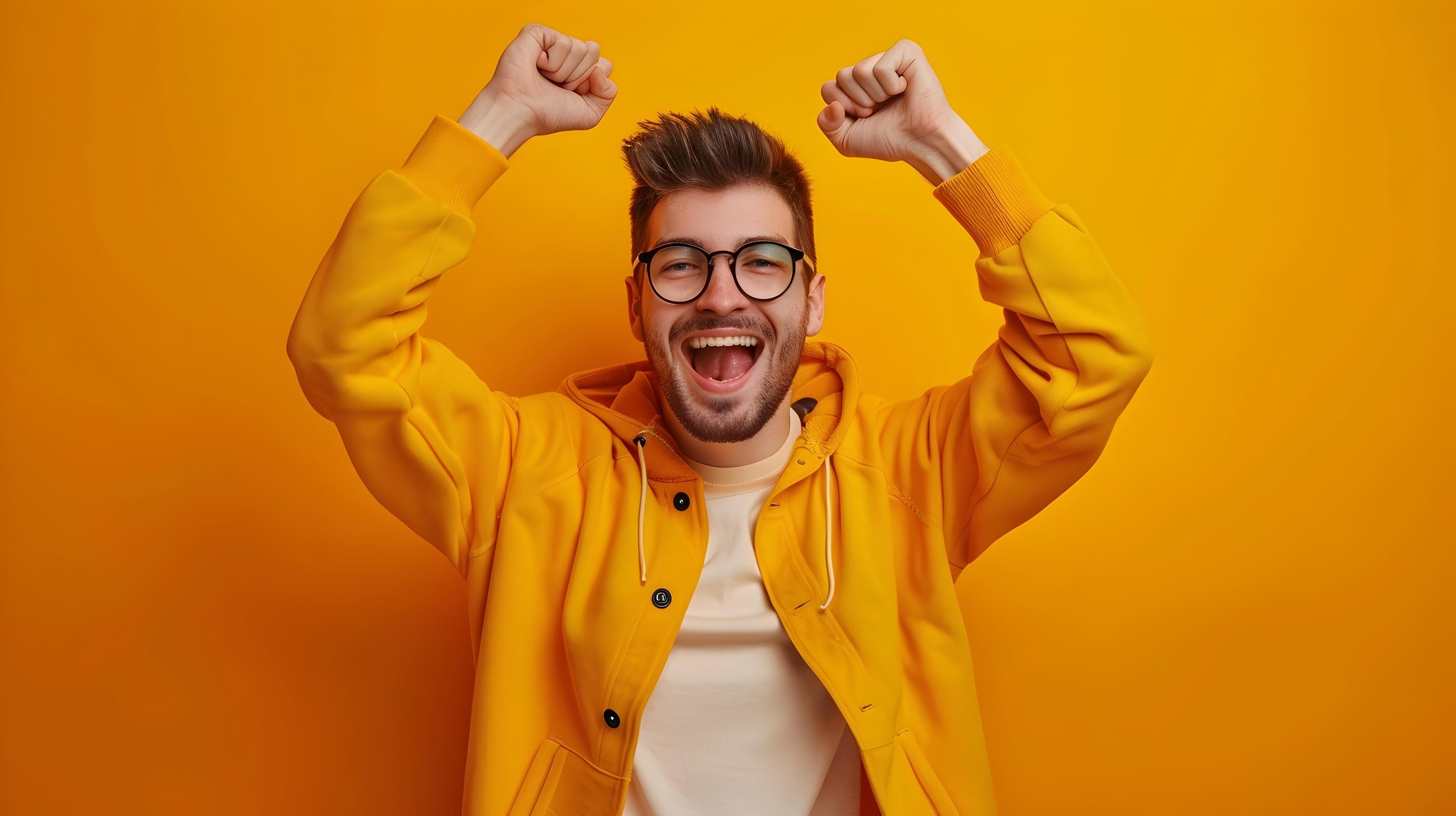 Ecstatic Young Professional Celebrating Success and Accomplishments Stock Free