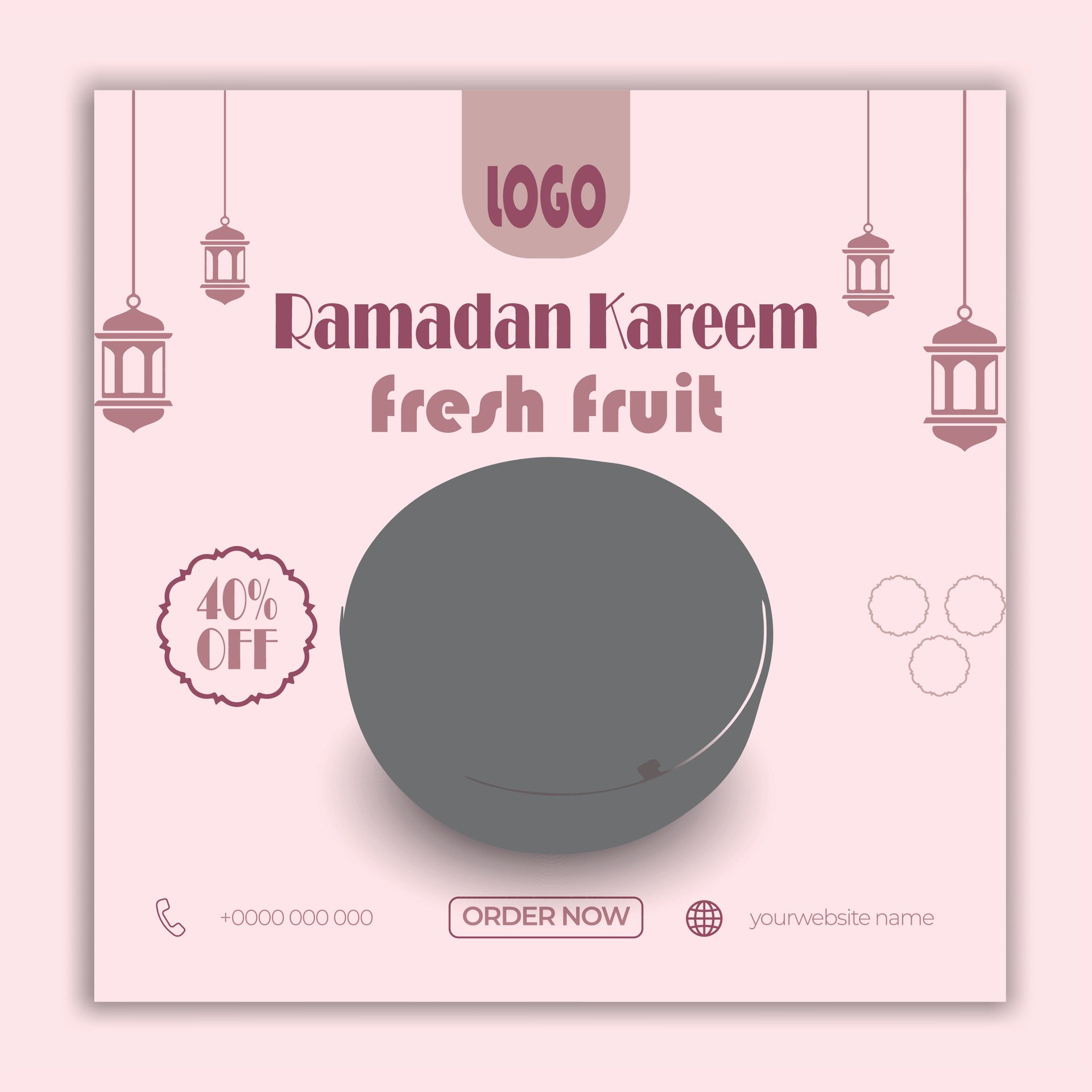 Ramadan Kareem fresh fruit social media post banner template Free Vector