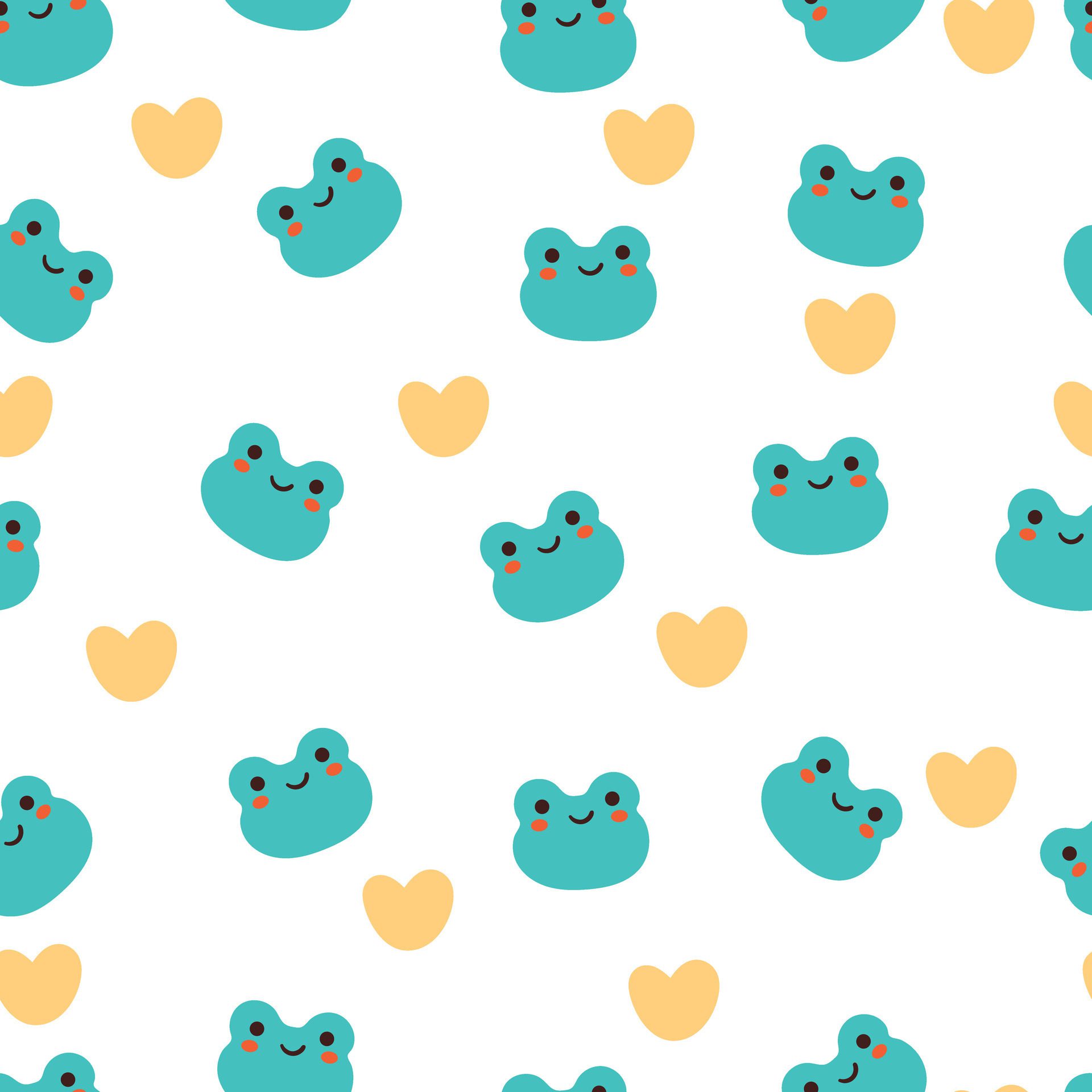 seamless pattern cute cartoon frog and yellow heart Free Vector