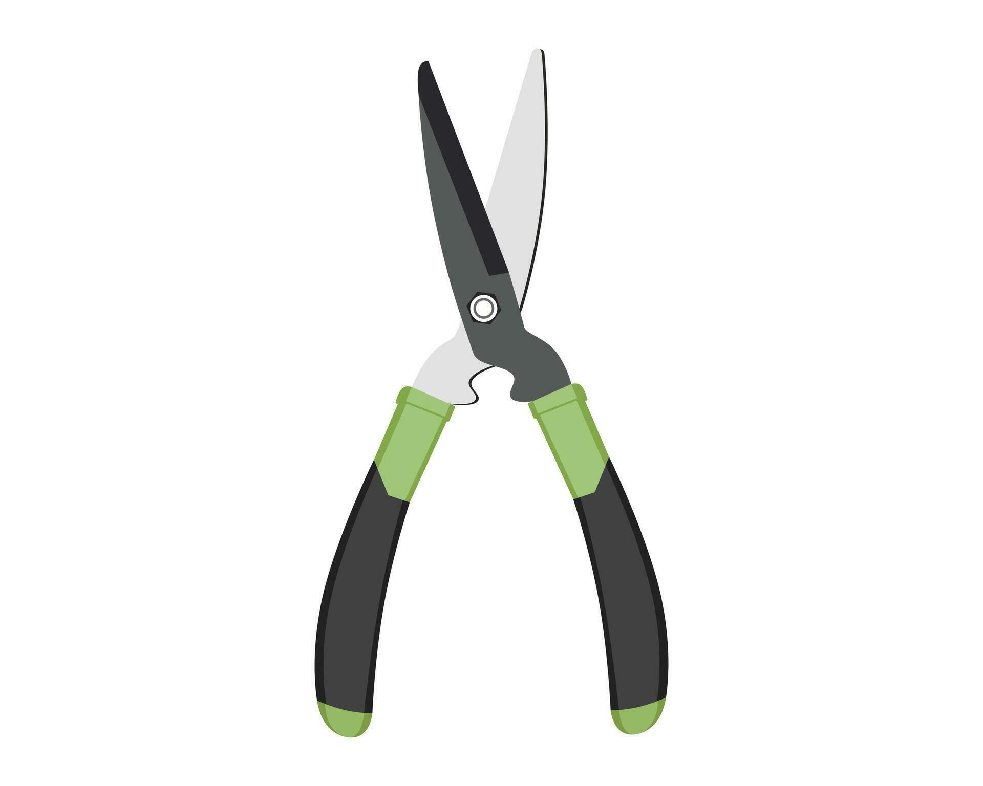 Vector Illustration of Pruning Shears, Garden Tools Flower Scissors isolated on white background. Gardening hand tools Stock Free and Free SVG