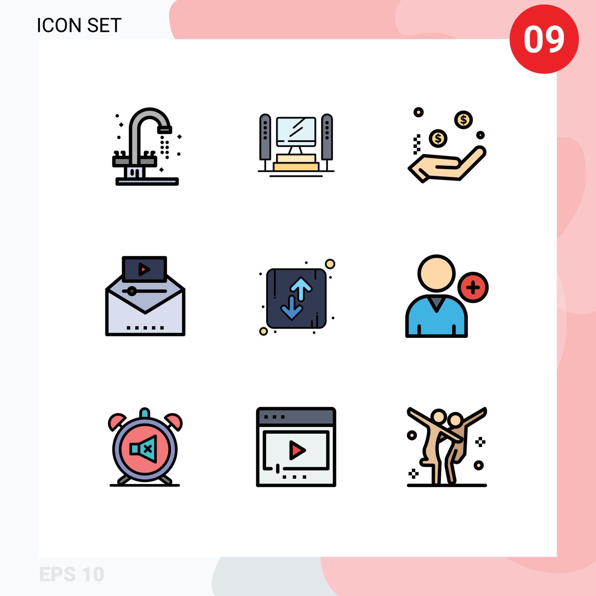 9 Creative Icons Modern Signs and Symbols of arrow video marketing charity video advertising famous video Editable Vector Design Elements Stock Free