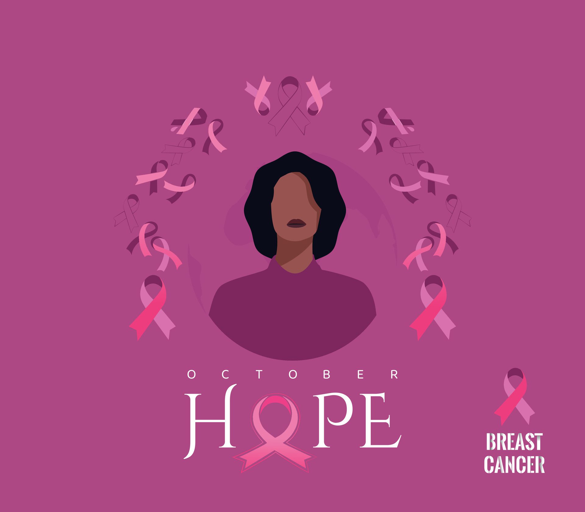 Breast cancer awareness banner illustration. a faceless woman with a pink ribbon Free Vector