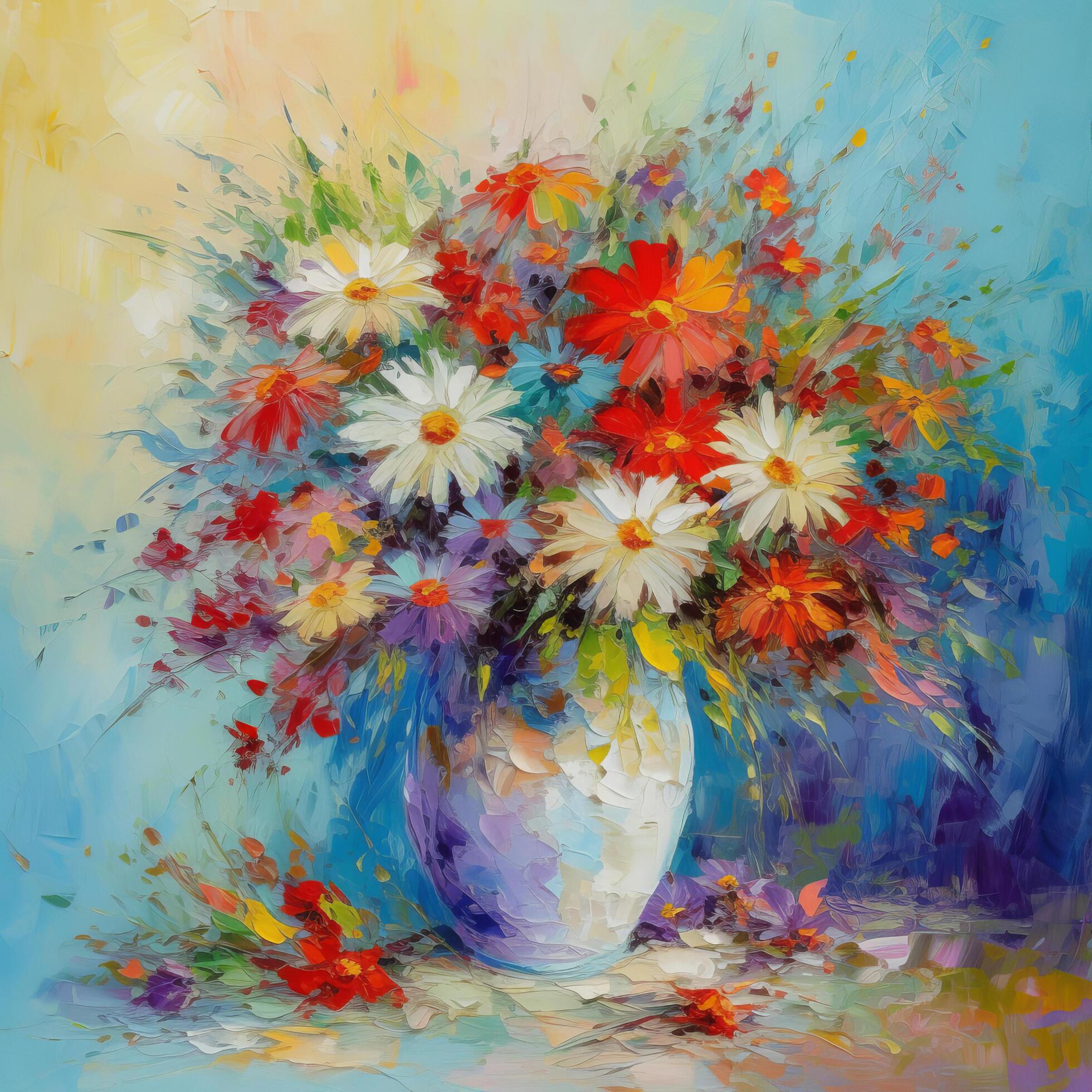 Impressionist painting flower bouquet. Illustration Stock Free