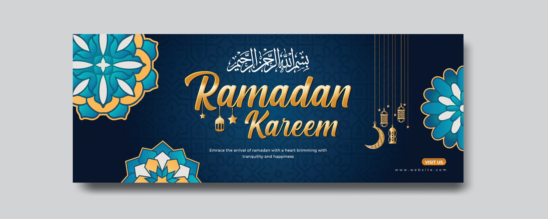 Ramadan Karim Greetings Elegant Social Media Banner Design Template Free Vector