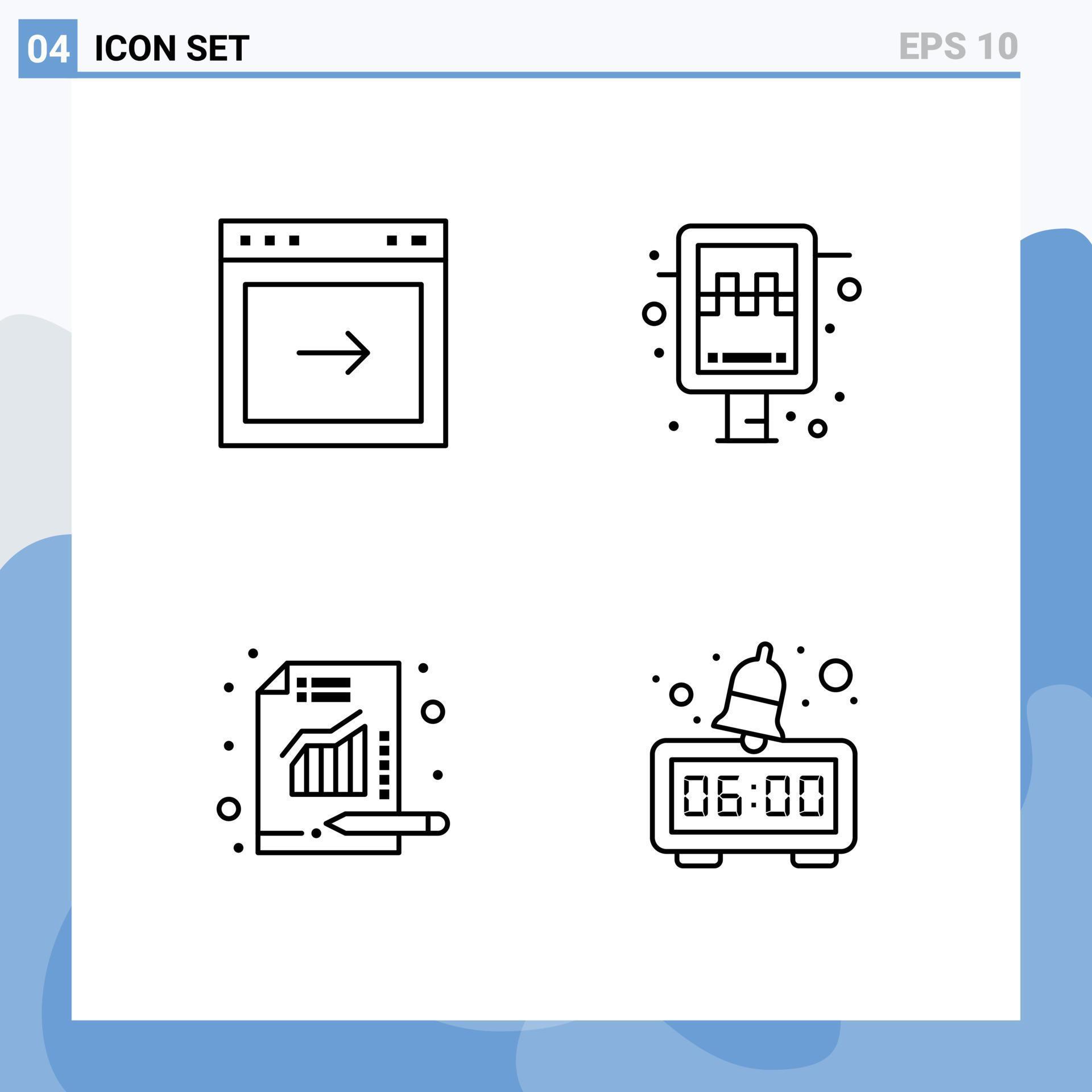 4 Thematic Vector Filledline Flat Colors and Editable Symbols of arrow metrics website station chart Editable Vector Design Elements Stock Free