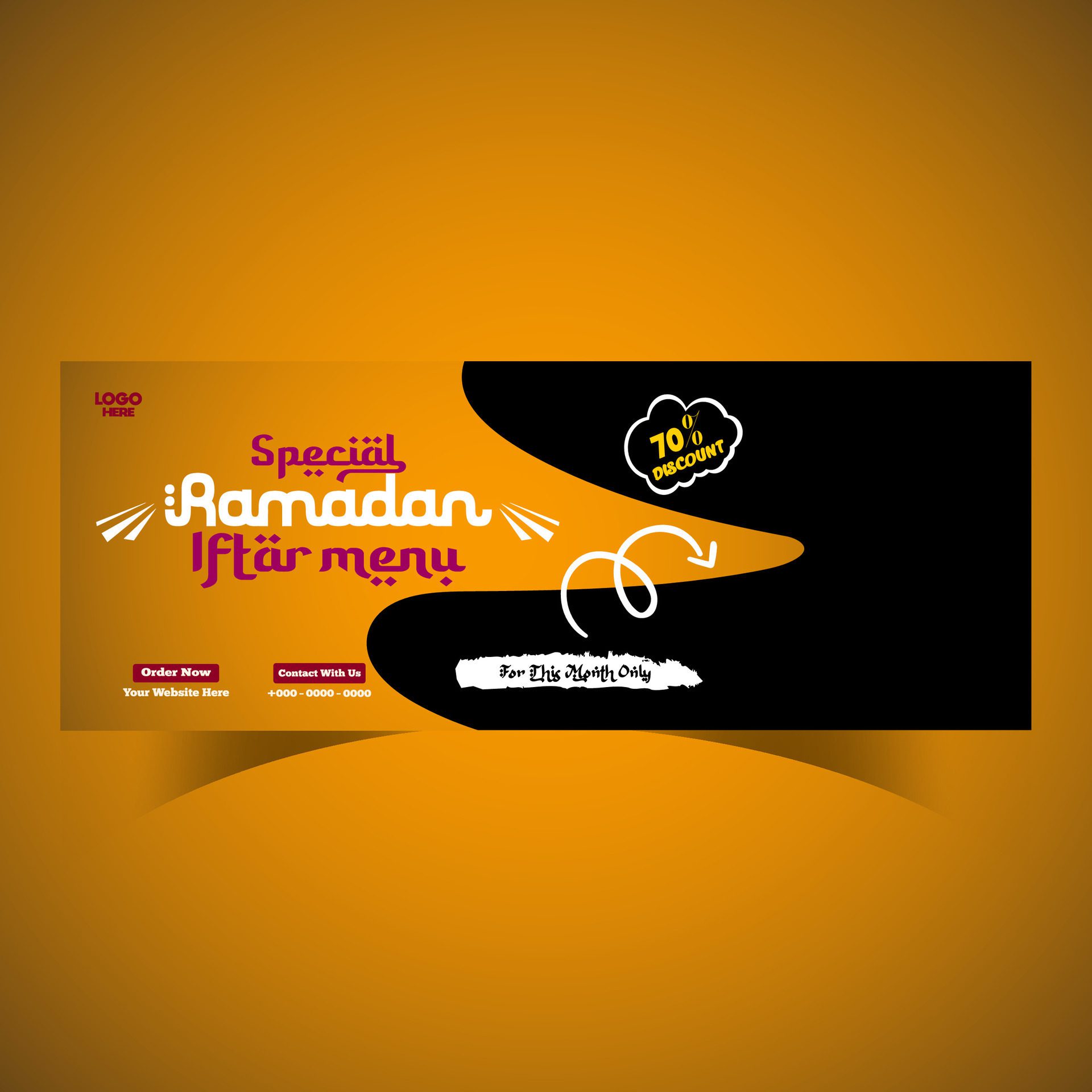 Ramadan food menu post design and social media banner template Free Vector