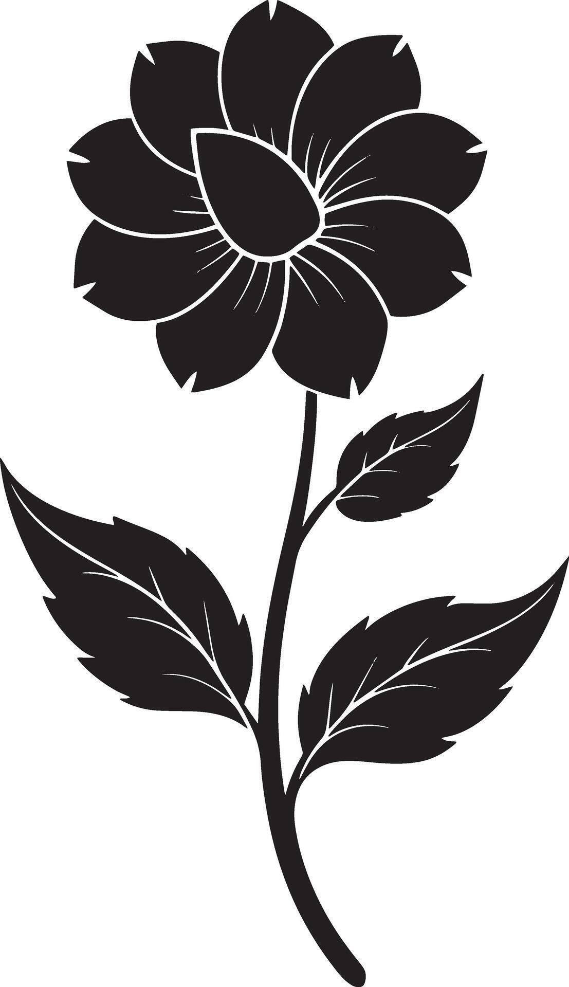 black and white flowers silhouette design illustration Stock Free