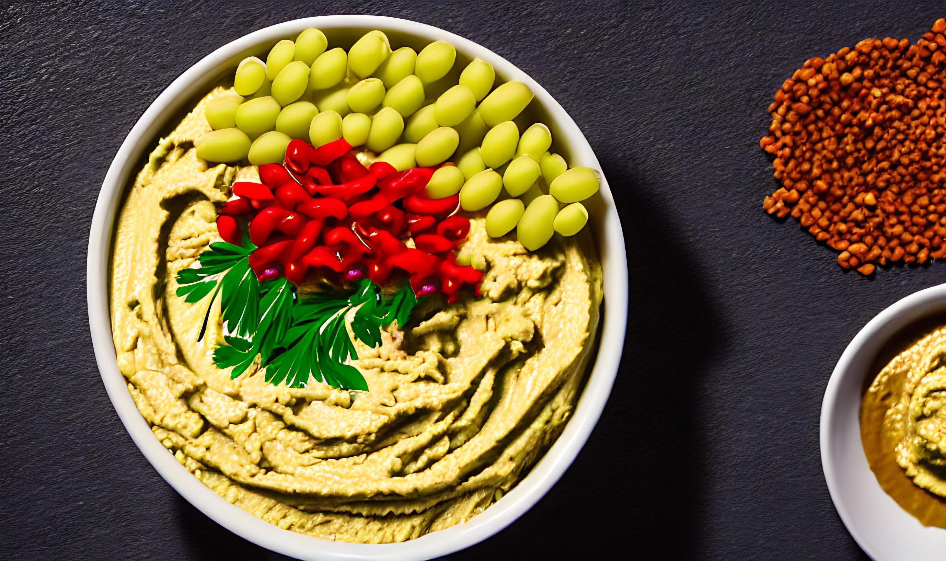 Healthy food. Traditional freshly made organic hummus. Stock Free