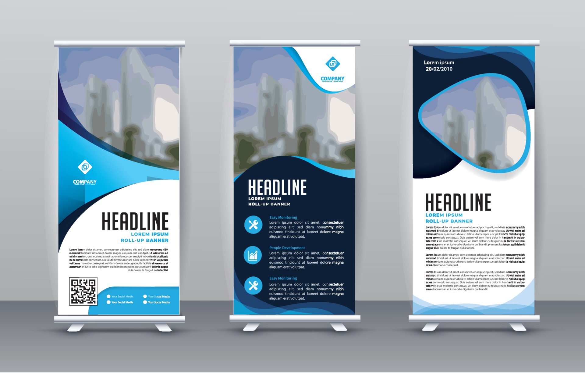 roll up design template for banner advertising Free Vector