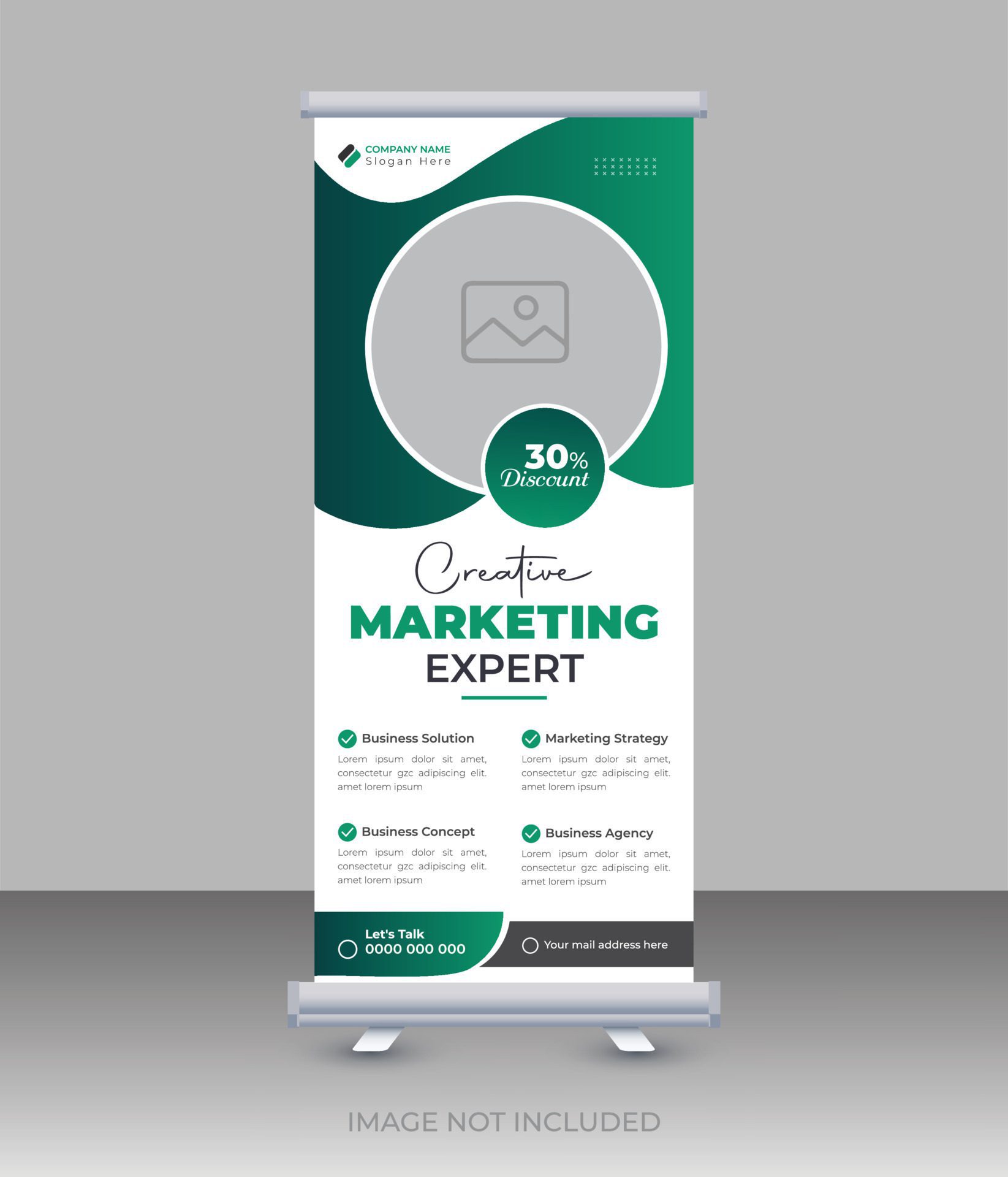 Creative business roll up banner or standee banner template Free Vector