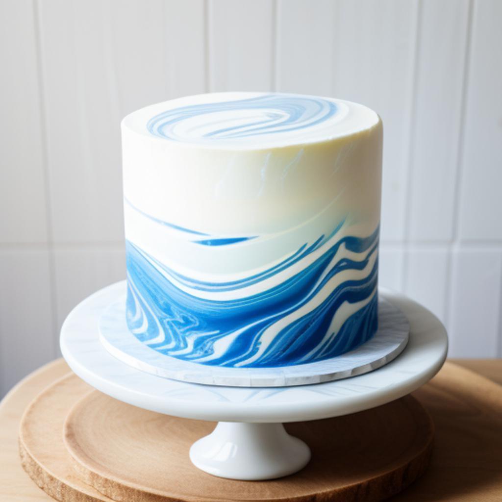 White cake with blue by @ai_generated