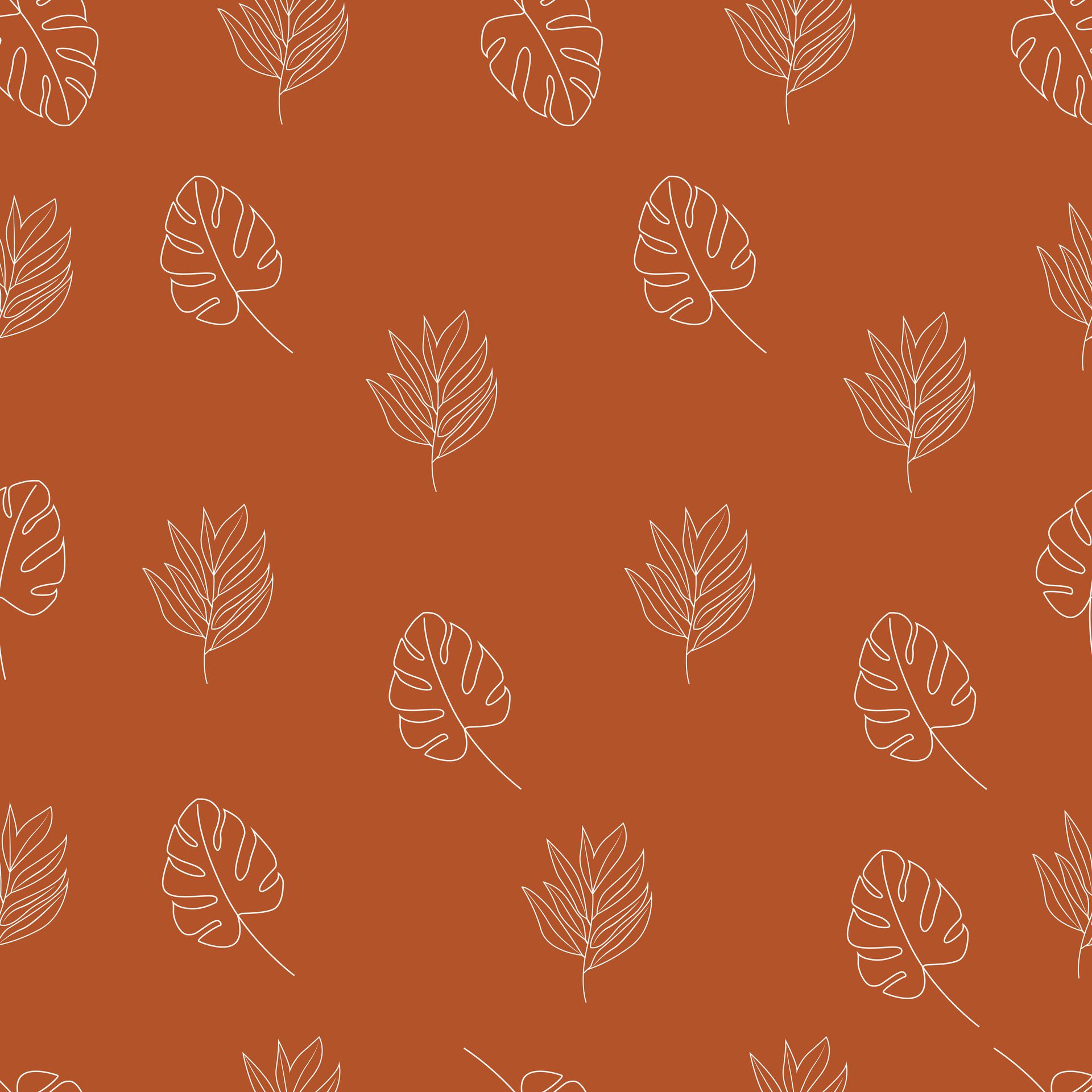 seamless pattern terracotta background with tropical leaf shapes Free Vector