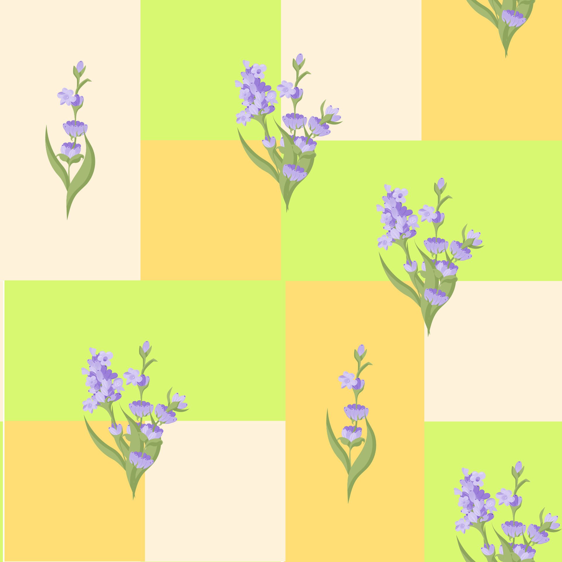 A sprig of lavender. Purple flower. Seamless pattern. illustration. Free Vector