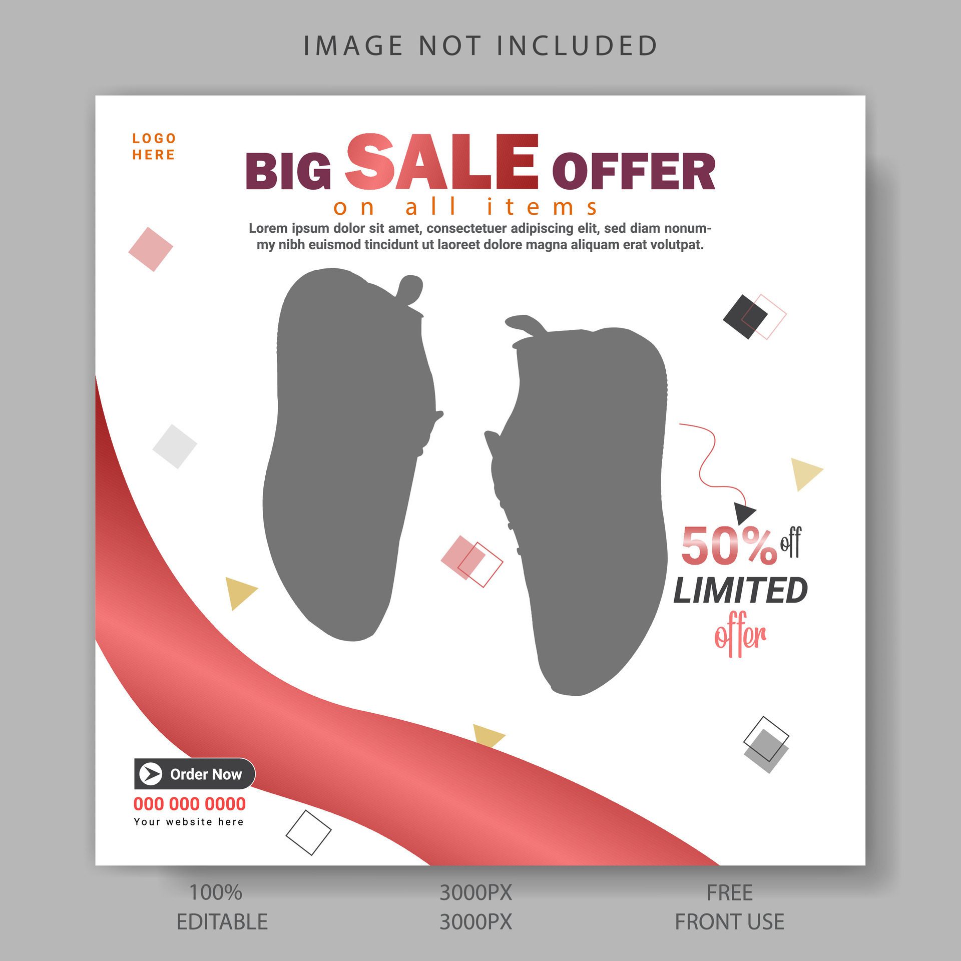 Social shoe banner design template Free Vector