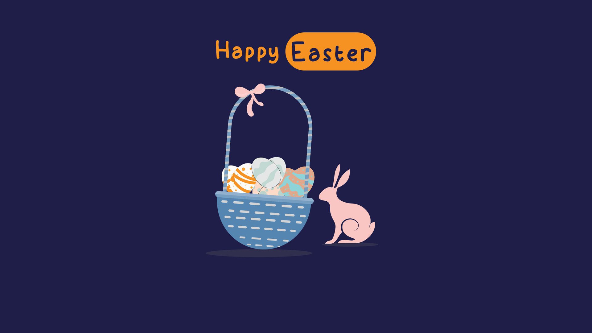 media post idea for easter egg background isolated in blue, hand draw line rabbit, suit for decoration ,web, banner , wallpaper , invitation card Free Vector