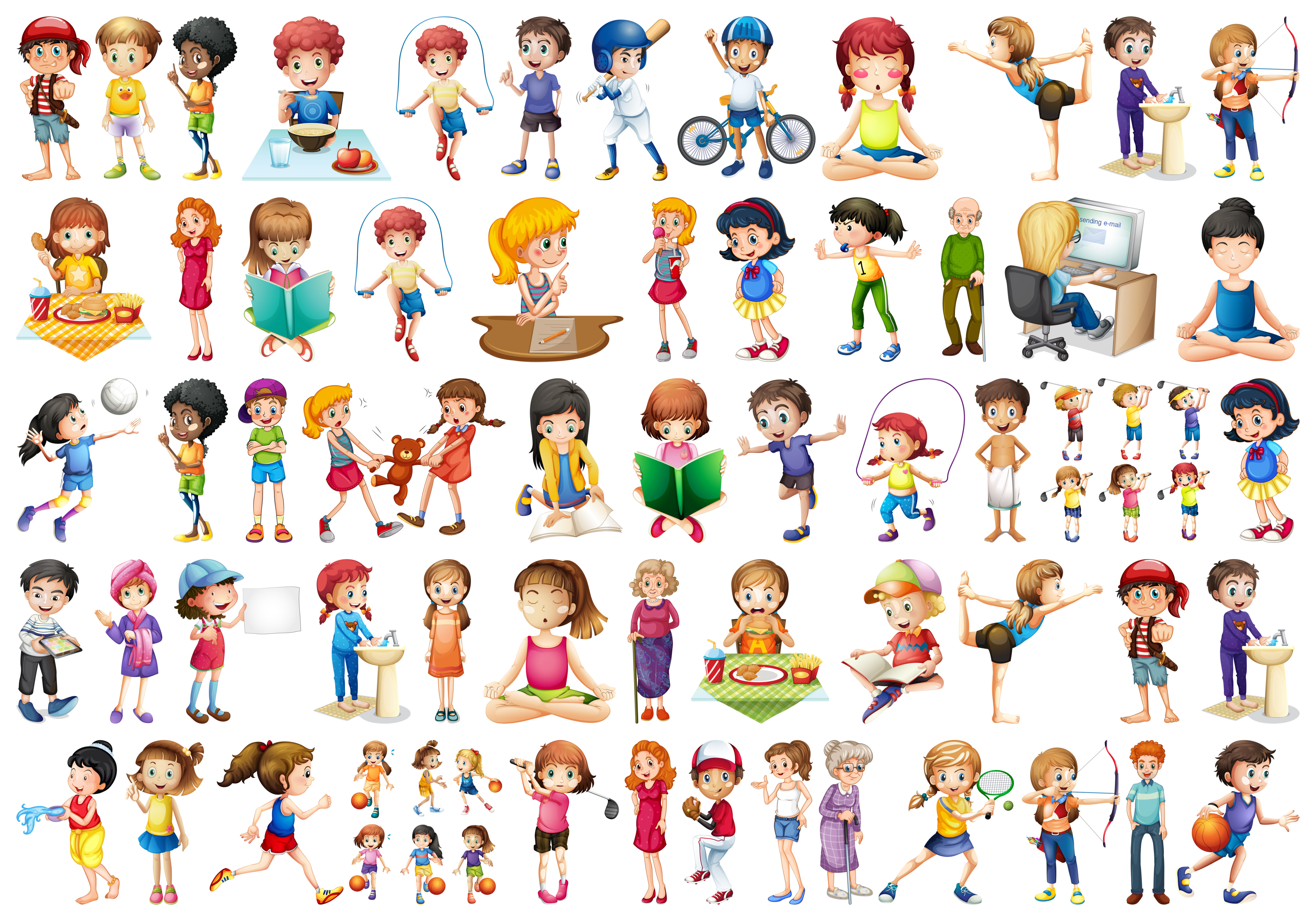 Set of people character Free Vector