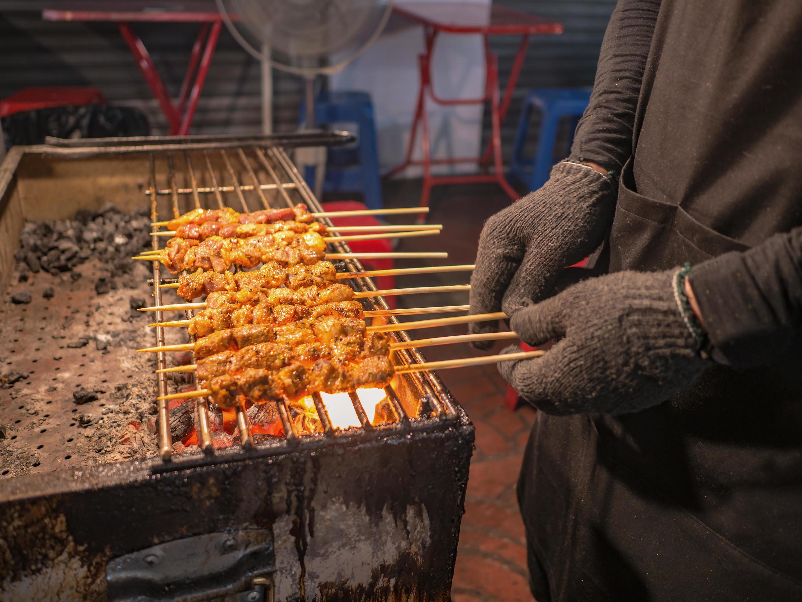 Chinese Style Grilled Goat meal in Bangkok China town.Bangkok China Town Street Food Heaven For Tourists Stock Free