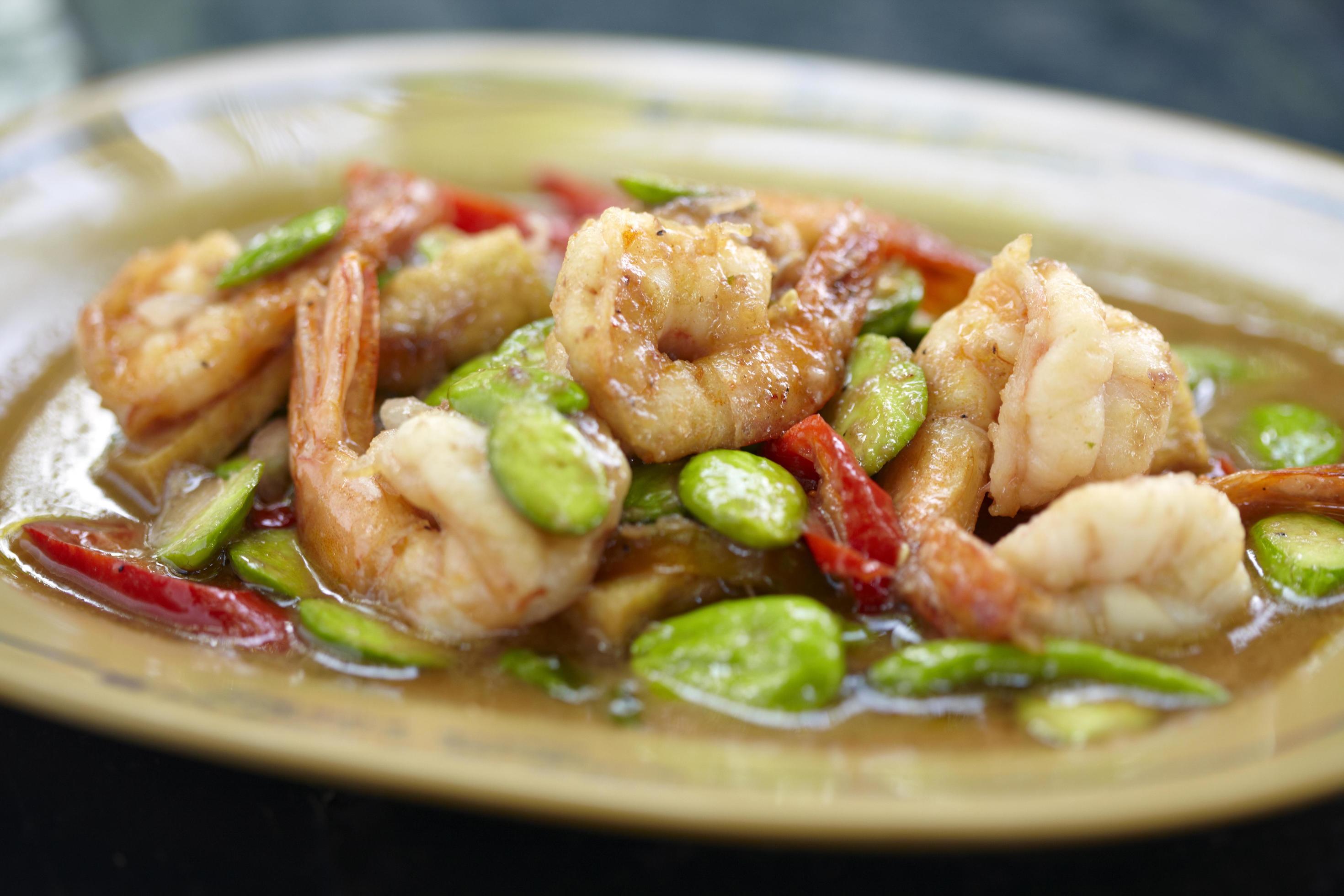 Spicy shrimp and green bean in Thai food Stock Free