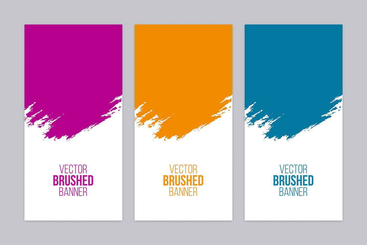 Colorful brushed banner set Free Vector