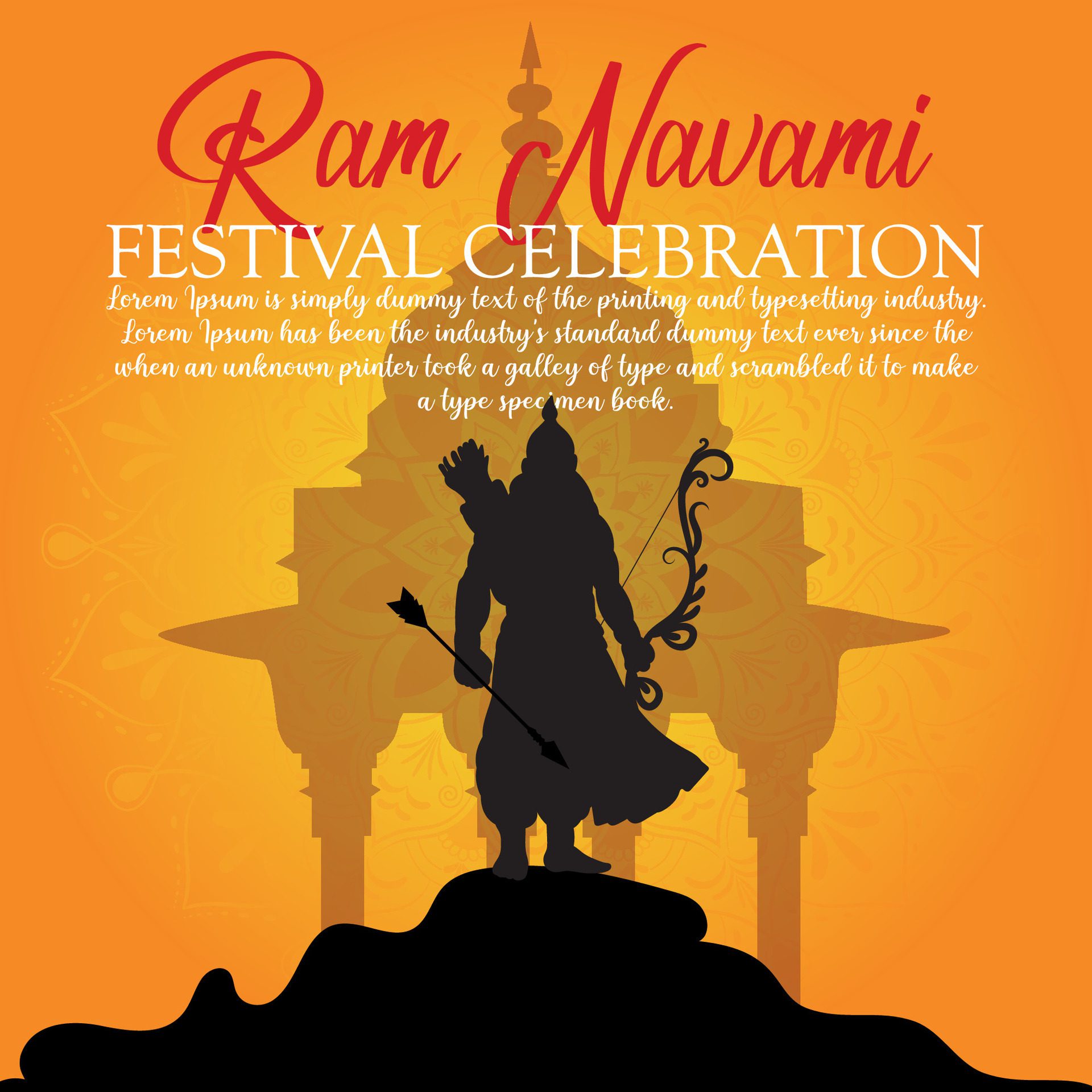 Happy Ram Navami cultural Banner Hindu festival vertical post wishes celebration card Ram Navami celebration background Free Vector