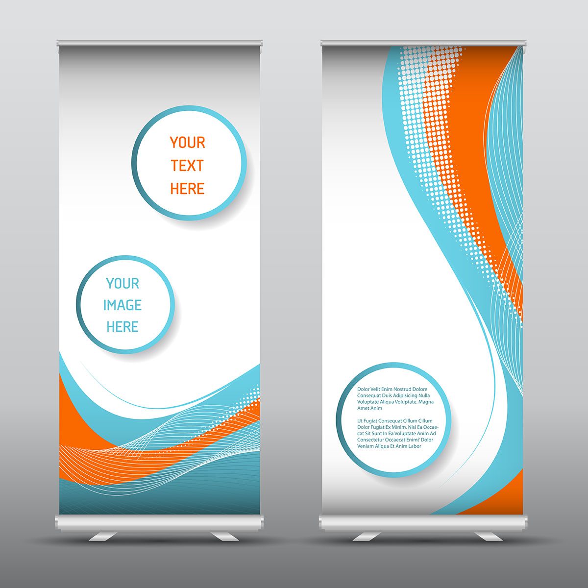 Advertising roll up banners with abstract design Free Vector