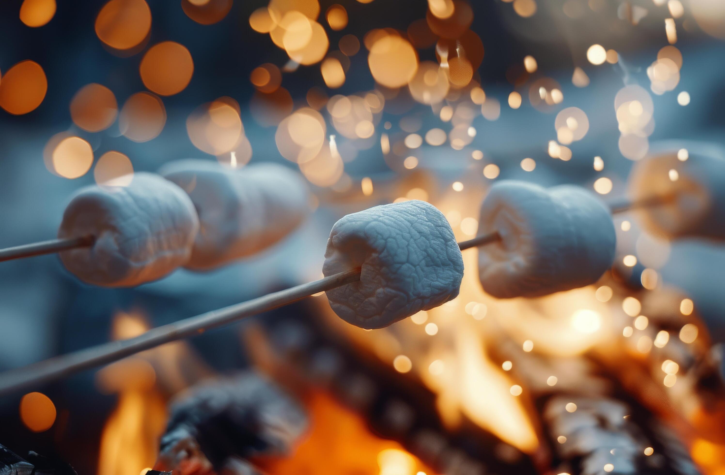 Marshmallows Roasting Over A Campfire Stock Free