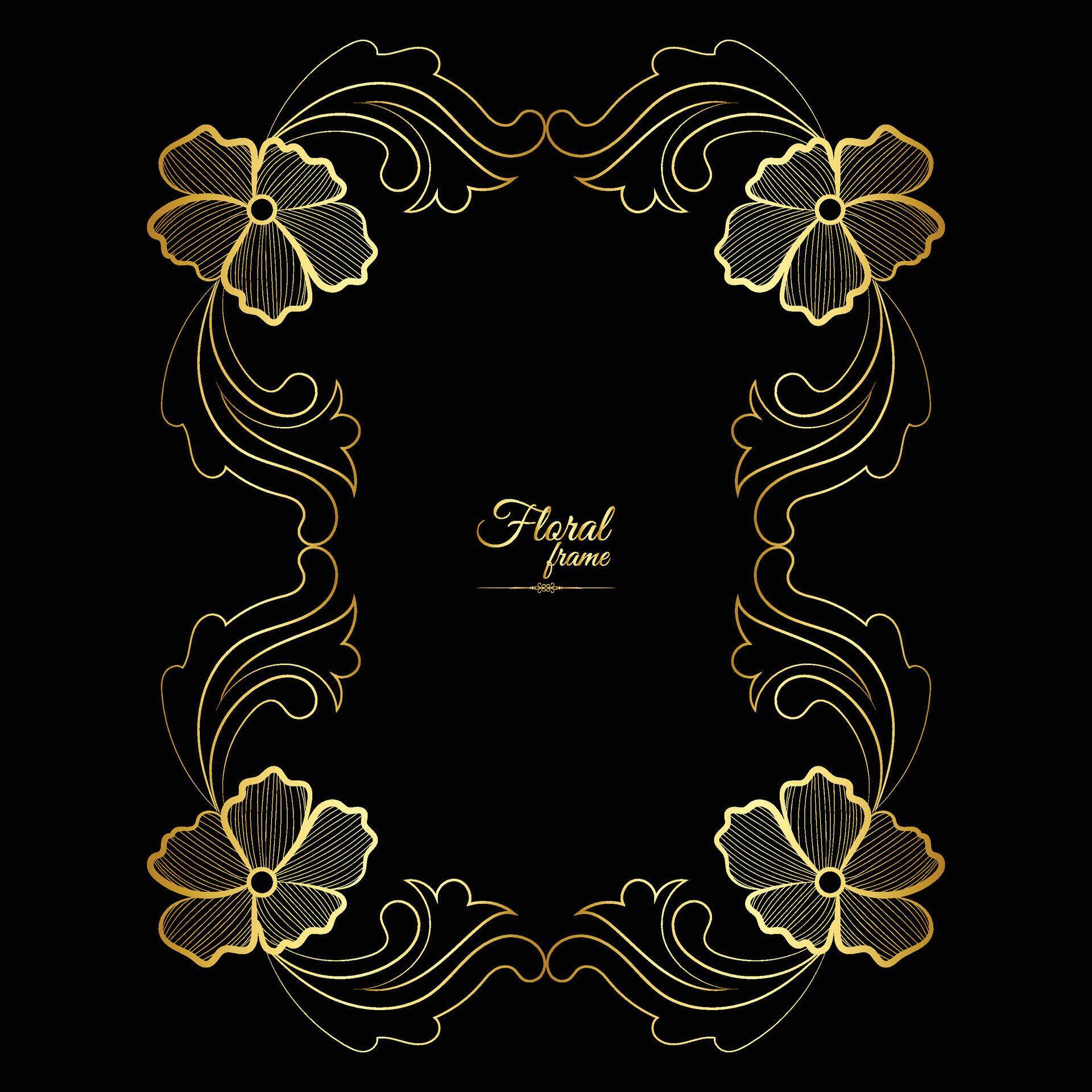 Vector luxury decorative golden vintage frames and borders. retro ornamental frame art and flower isolated floral background Stock Free