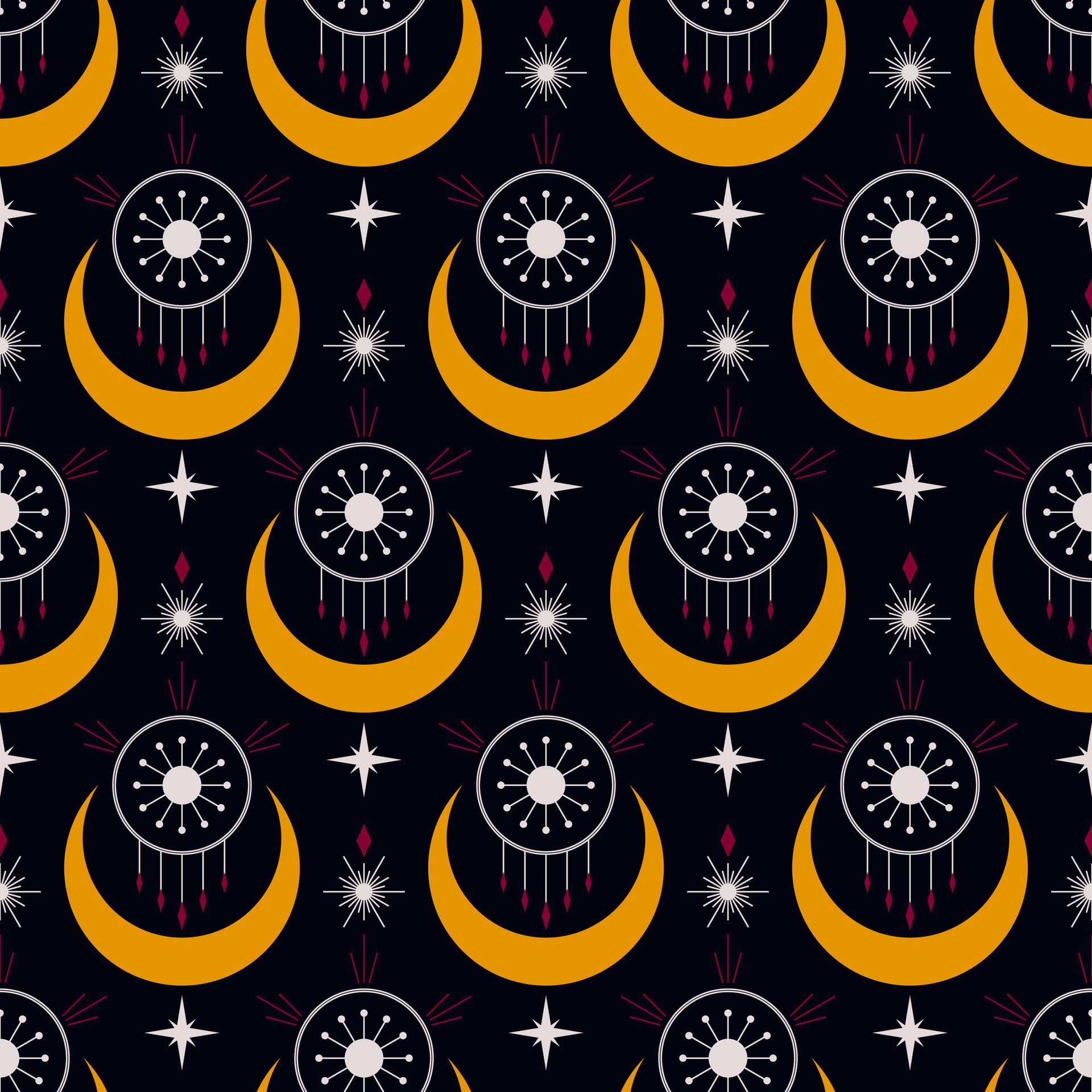 seamless pattern with moon Free Vector