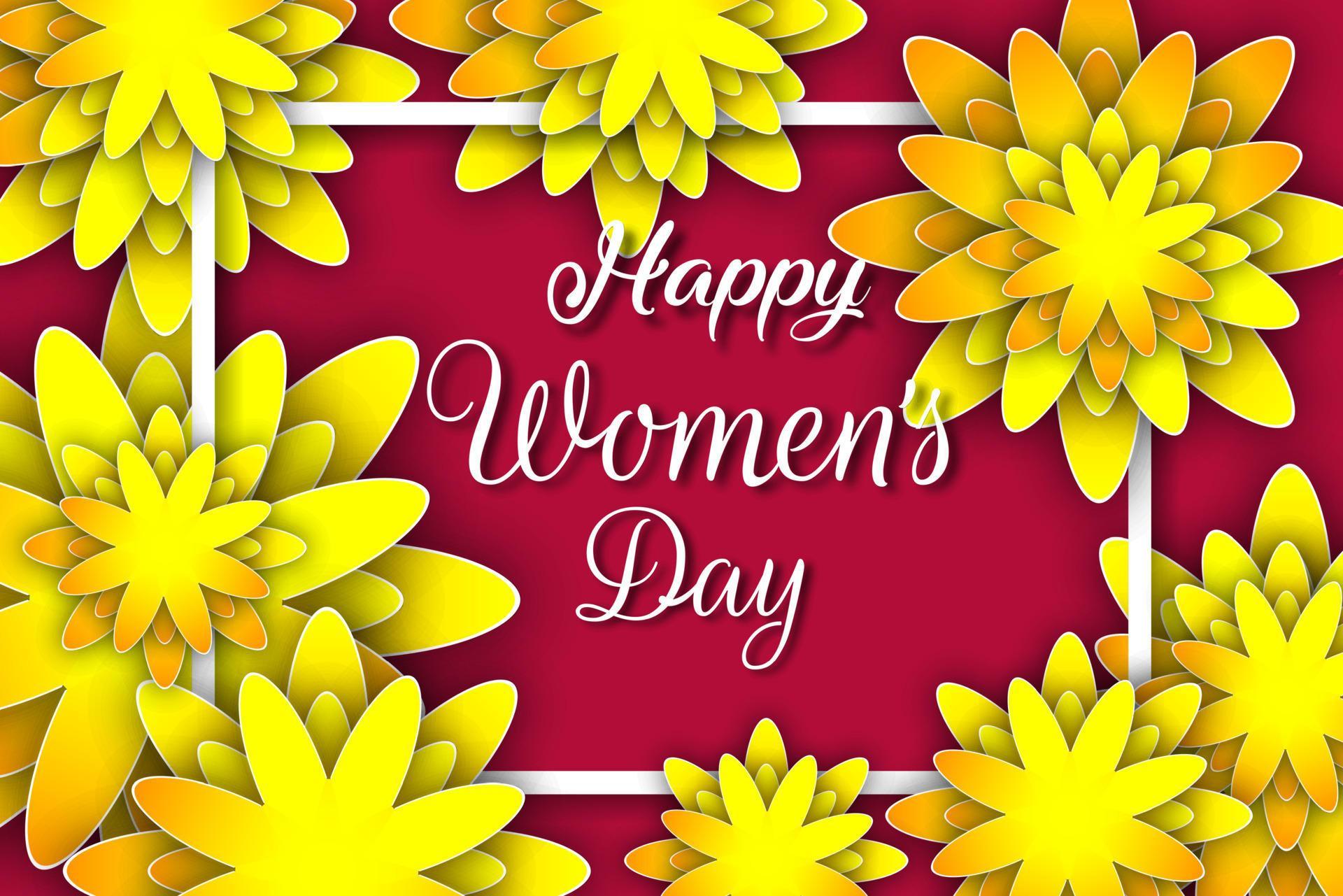 International happy women’s day background with Abstract yellow flowers Stock Free