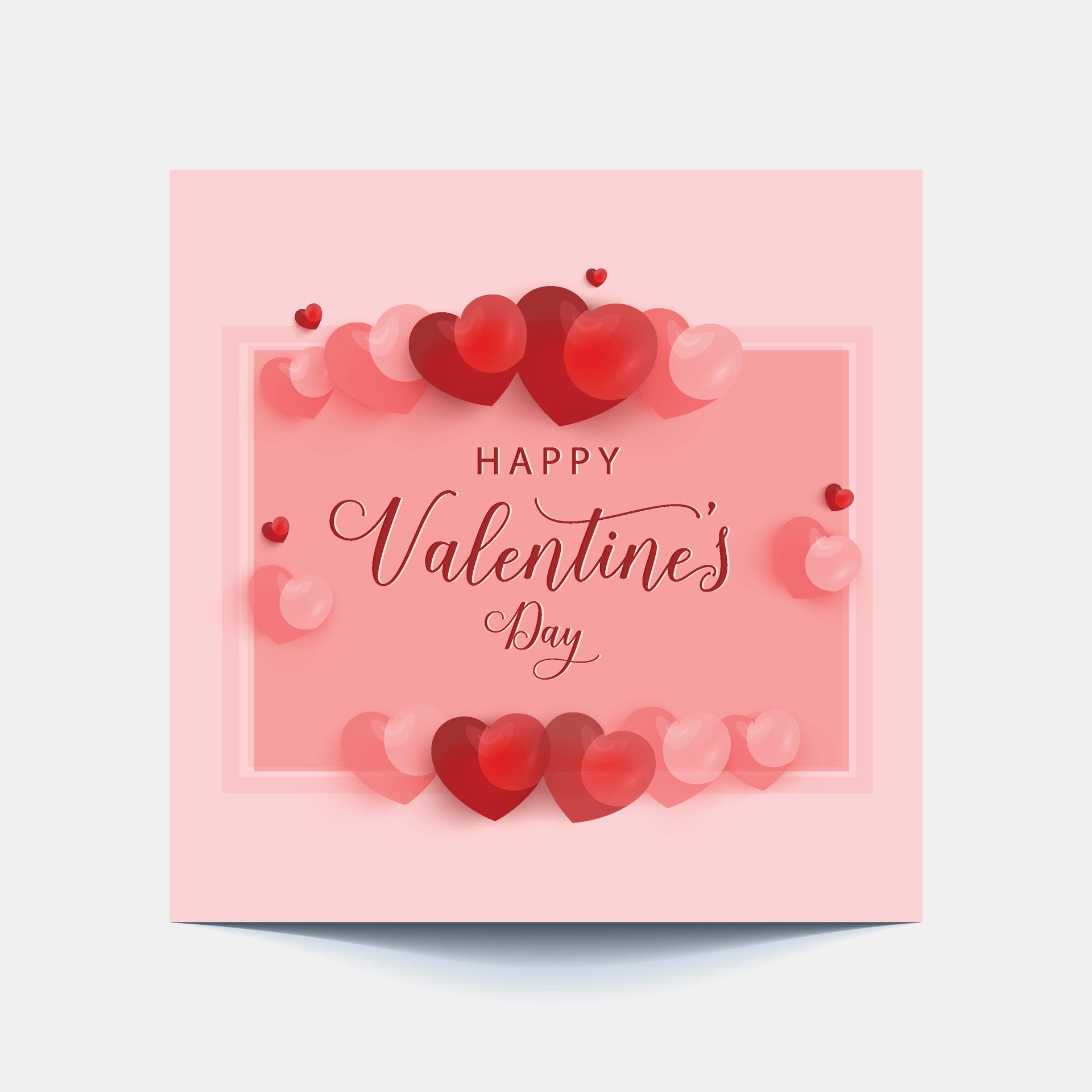 Valentine’s square banner design template. Red background with love line frame. Usable for social media post, greeting card, banner, and web ad. Free Vector