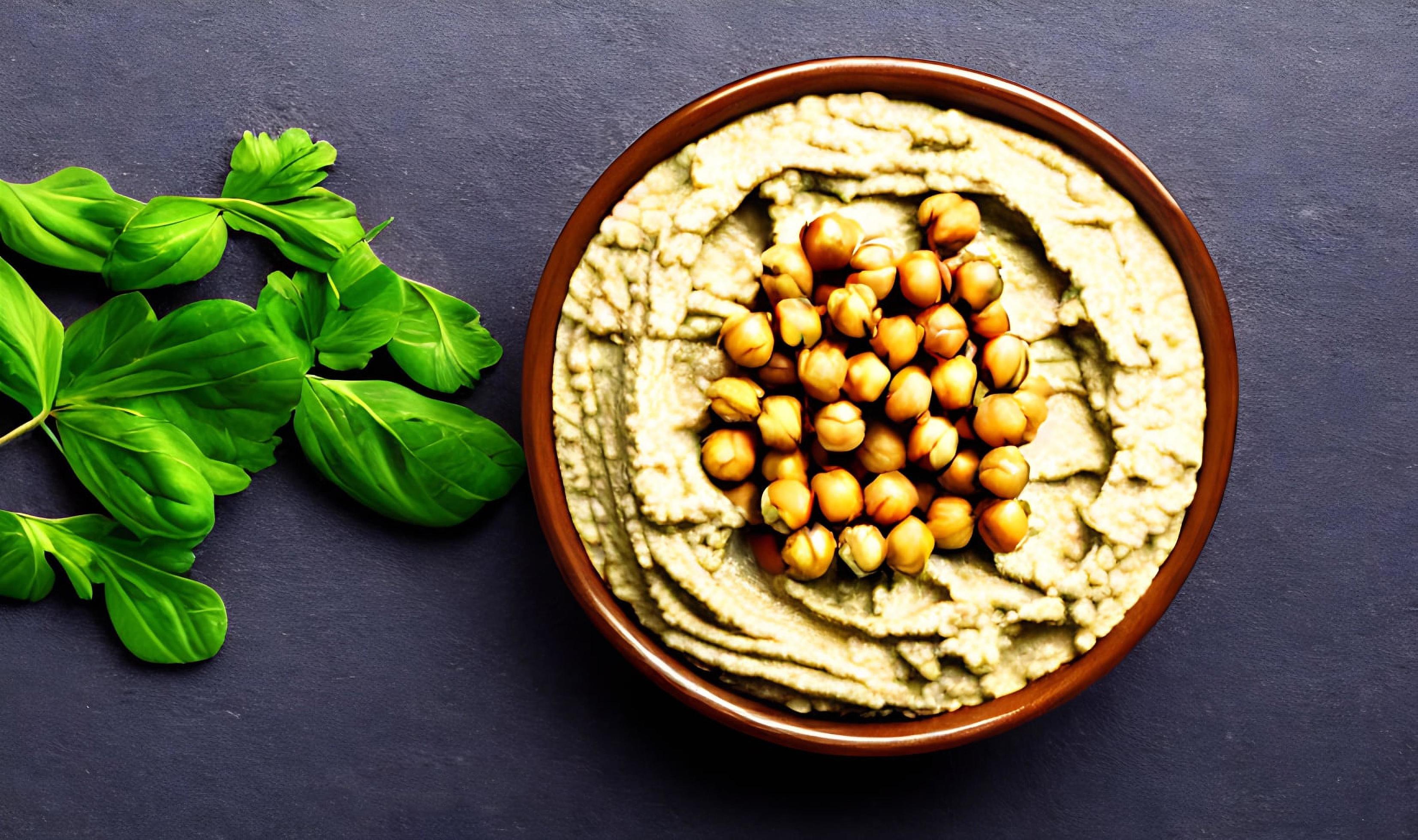 Healthy food. Traditional freshly made organic hummus. Stock Free