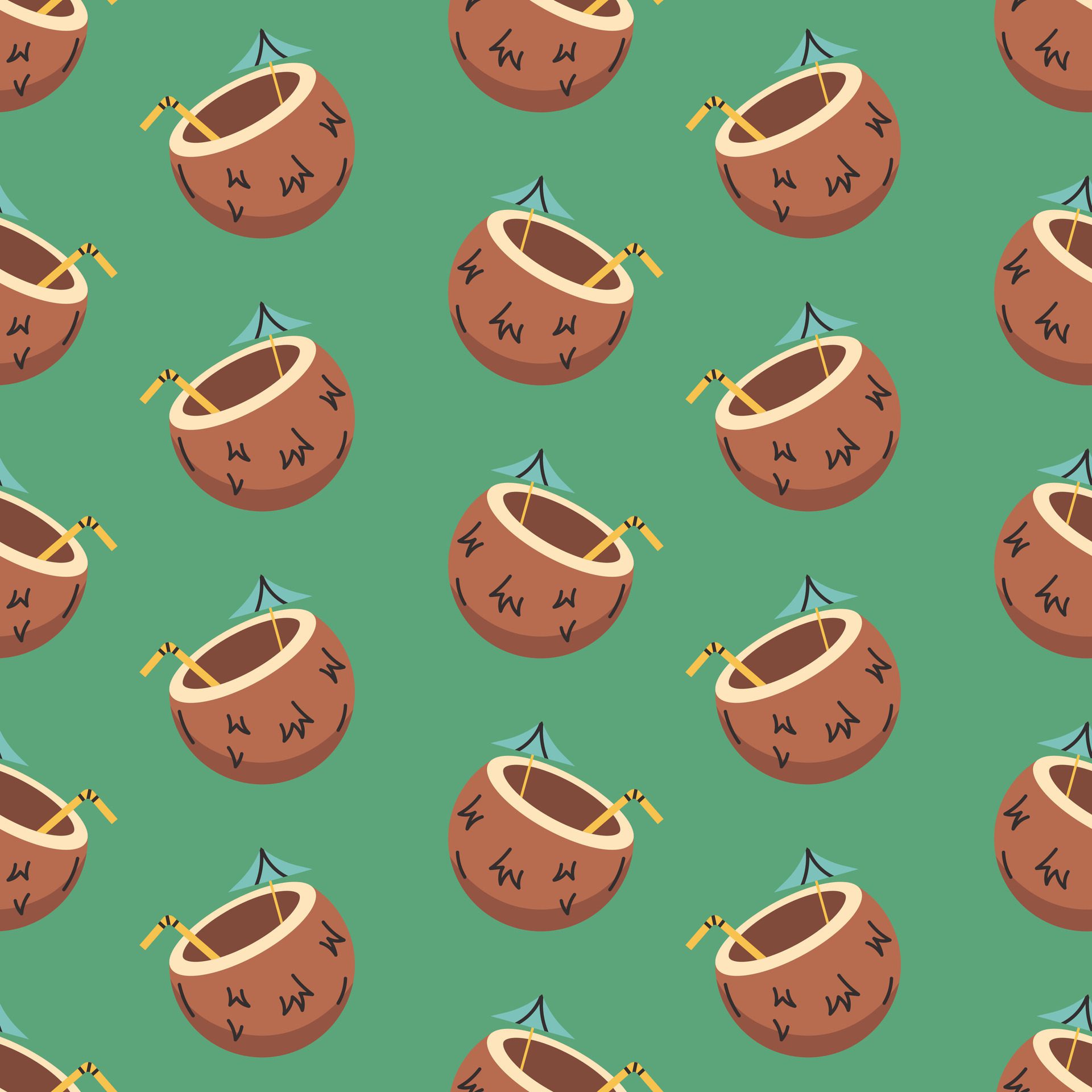 coconut summer seamless pattern hand drawn Free Vector