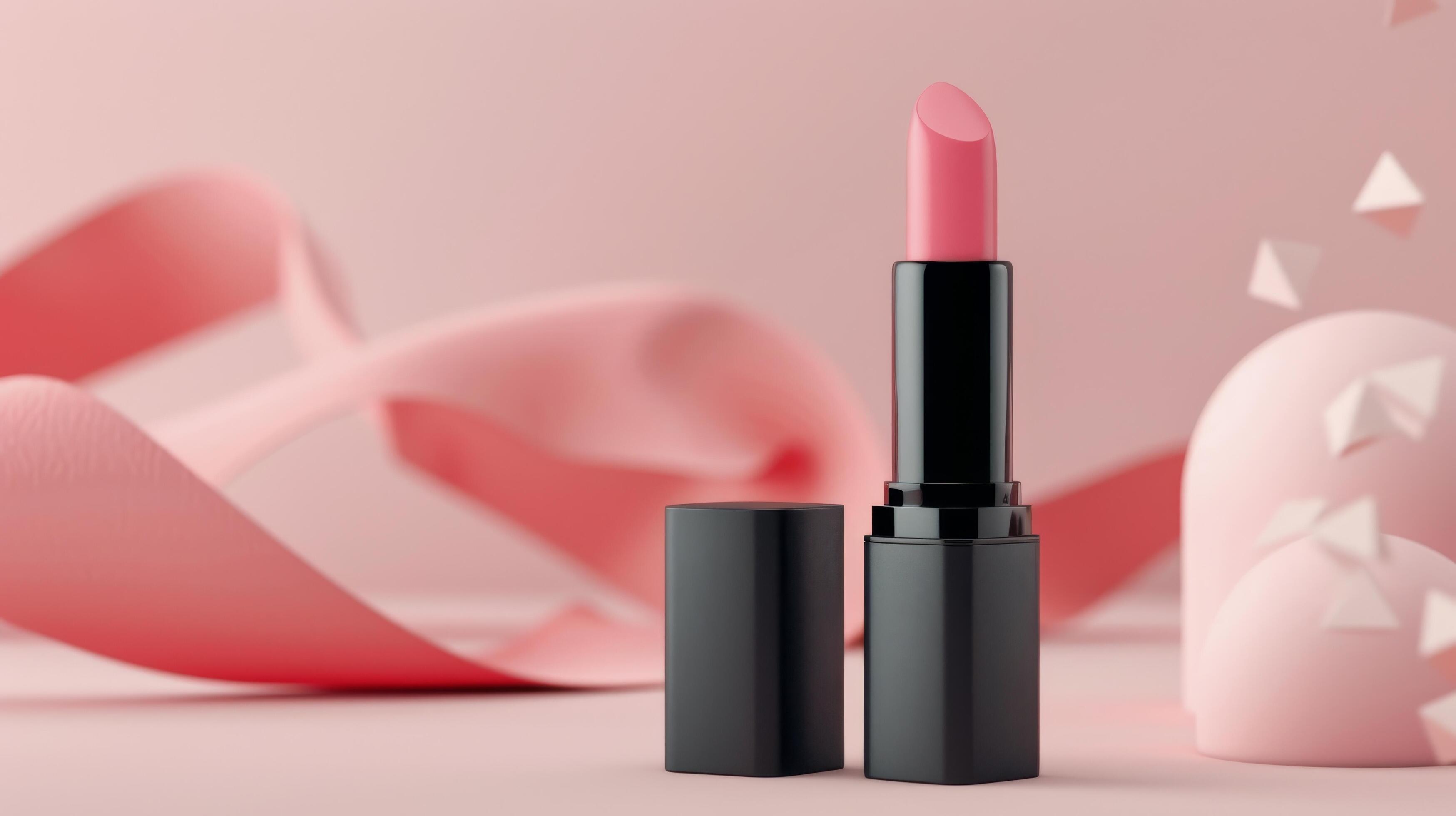 Pink Lipstick on Pink Background Stock Free