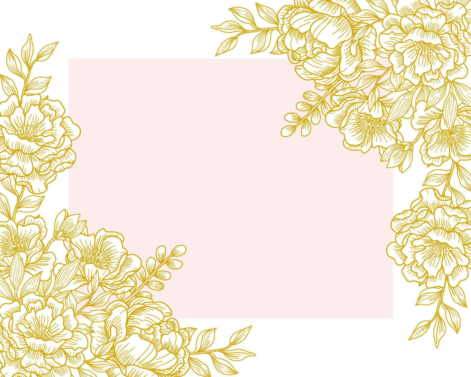 Peony and Hand Drawn Rose Flower Border Stock Free