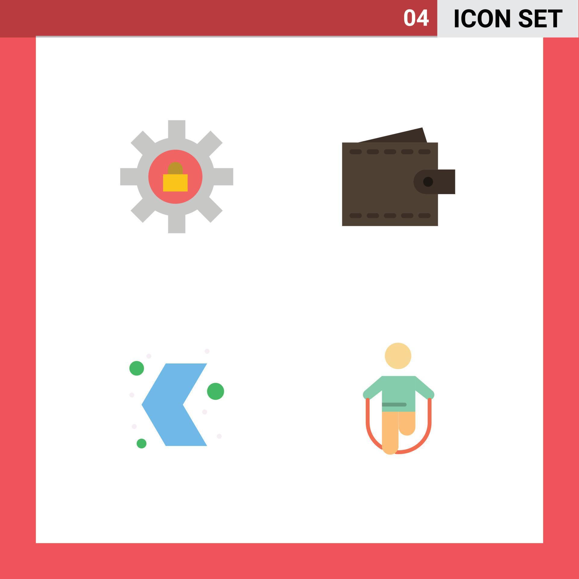 Set of 4 Vector Flat Icons on Grid for gear arrow support interface left Editable Vector Design Elements Stock Free