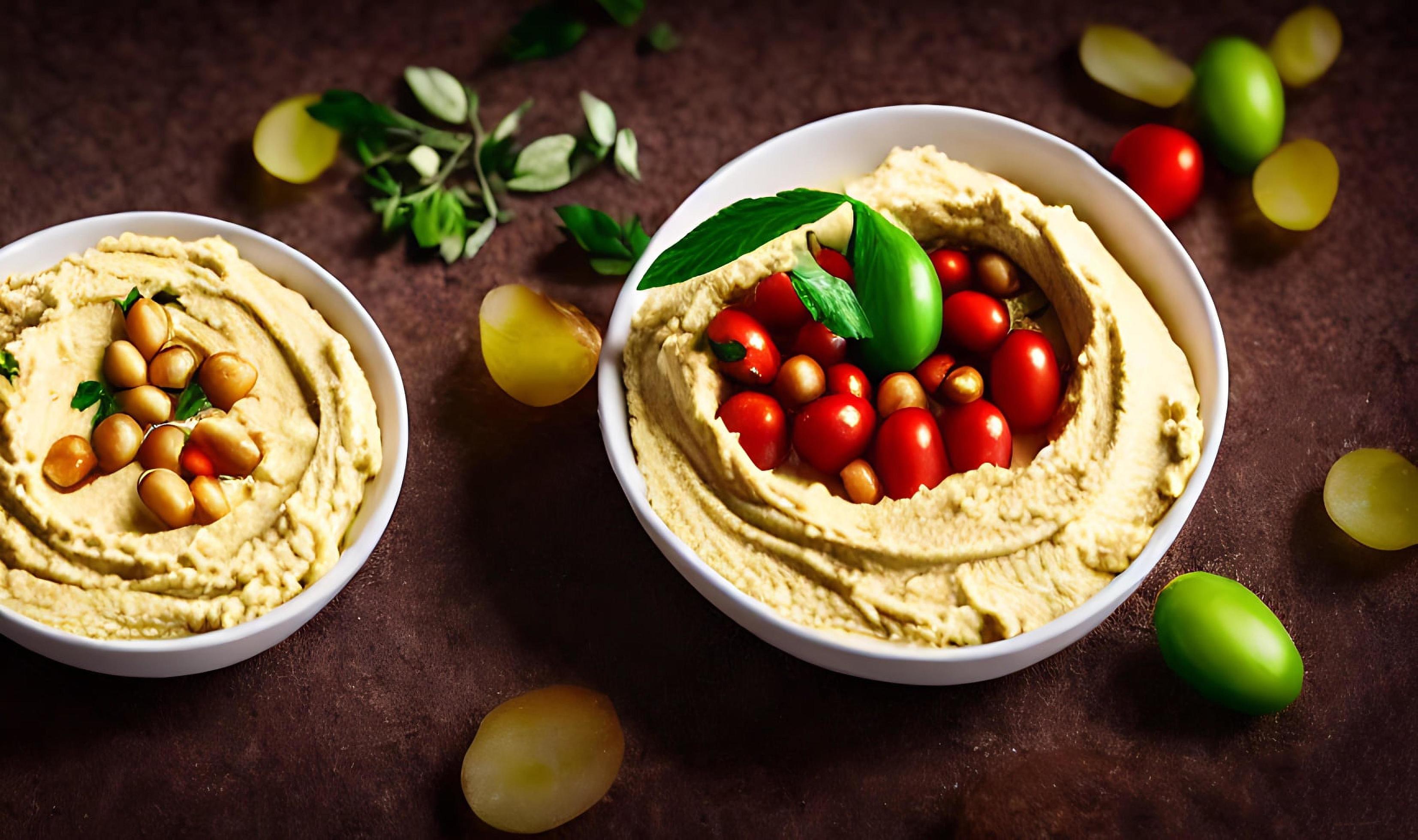 Healthy food. Traditional freshly made organic hummus. Stock Free