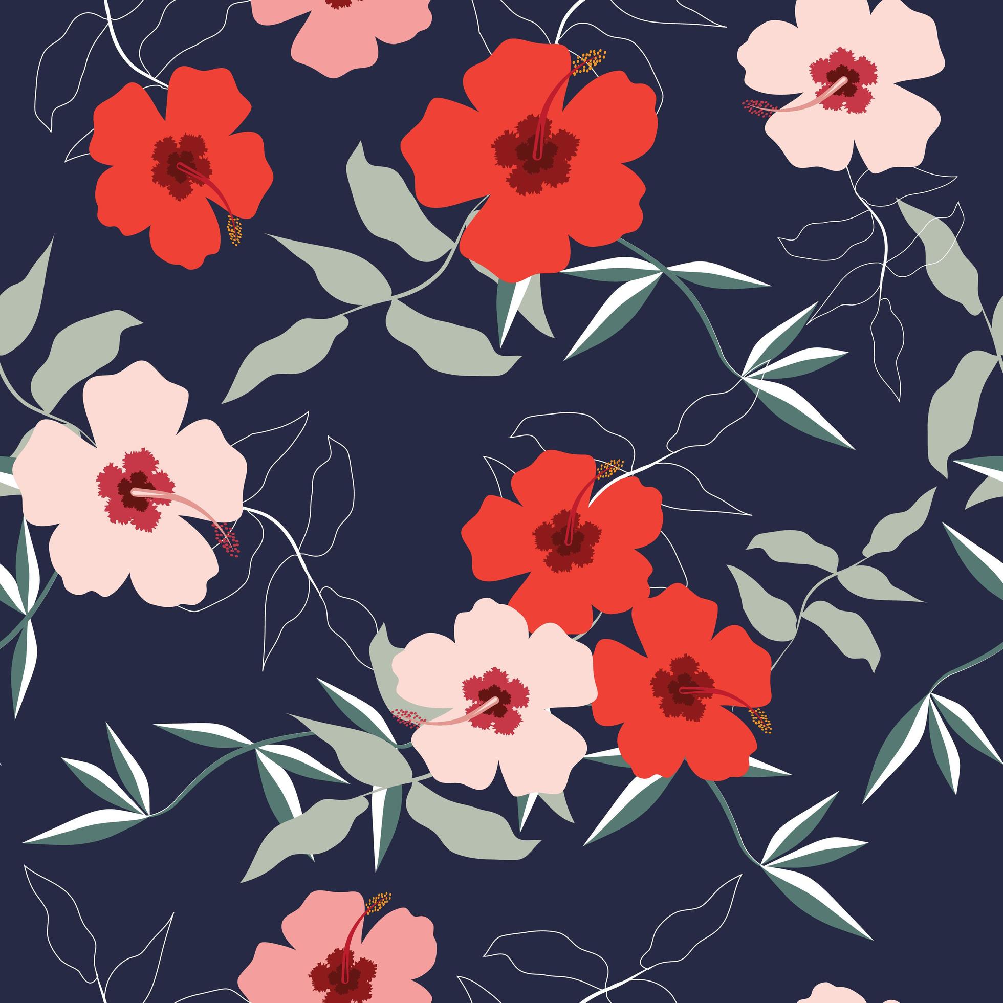 Colorful hibiscus flower pattern Stock Free