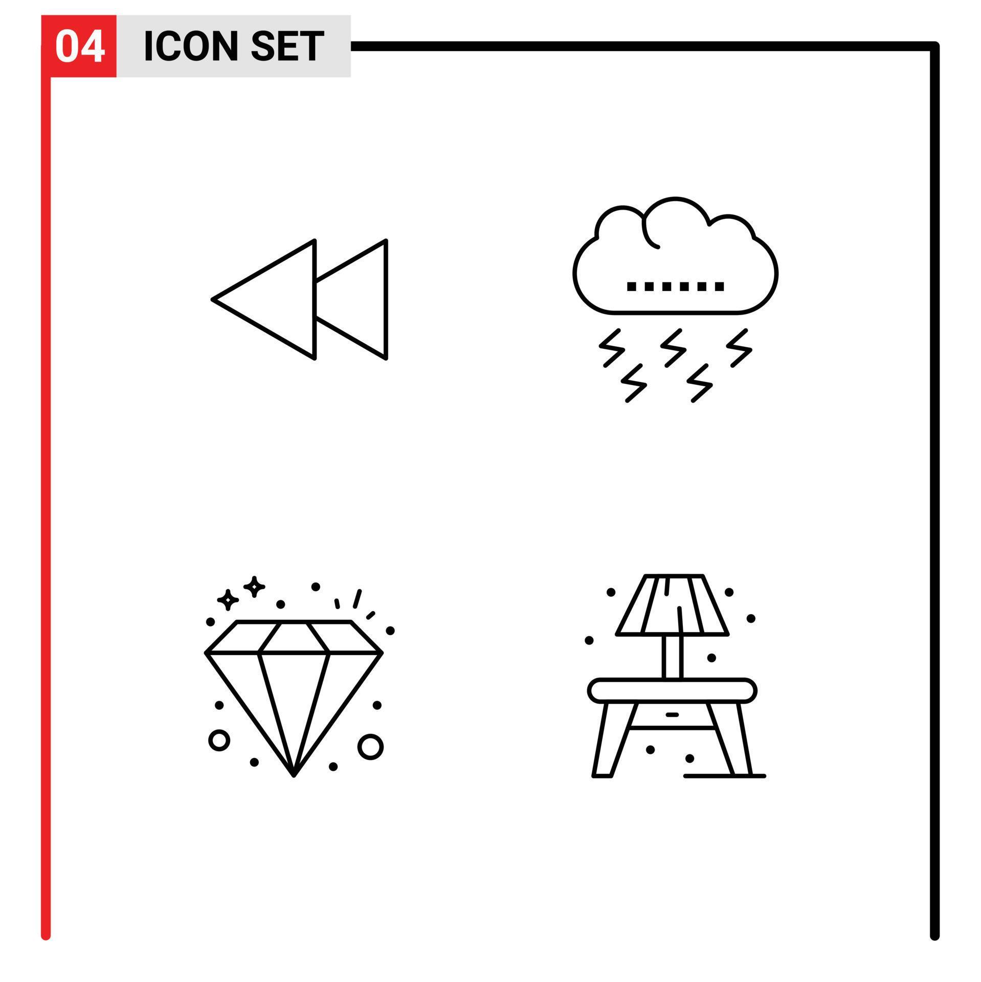 Universal Icon Symbols Group of 4 Modern Filledline Flat Colors of arrow diamond rewind lightning jewel Editable Vector Design Elements Stock Free