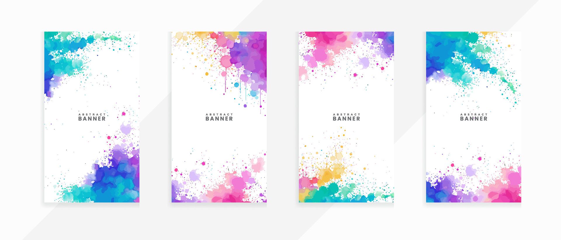 AI generated Abstract splash and stains watercolor banners set Free Vector