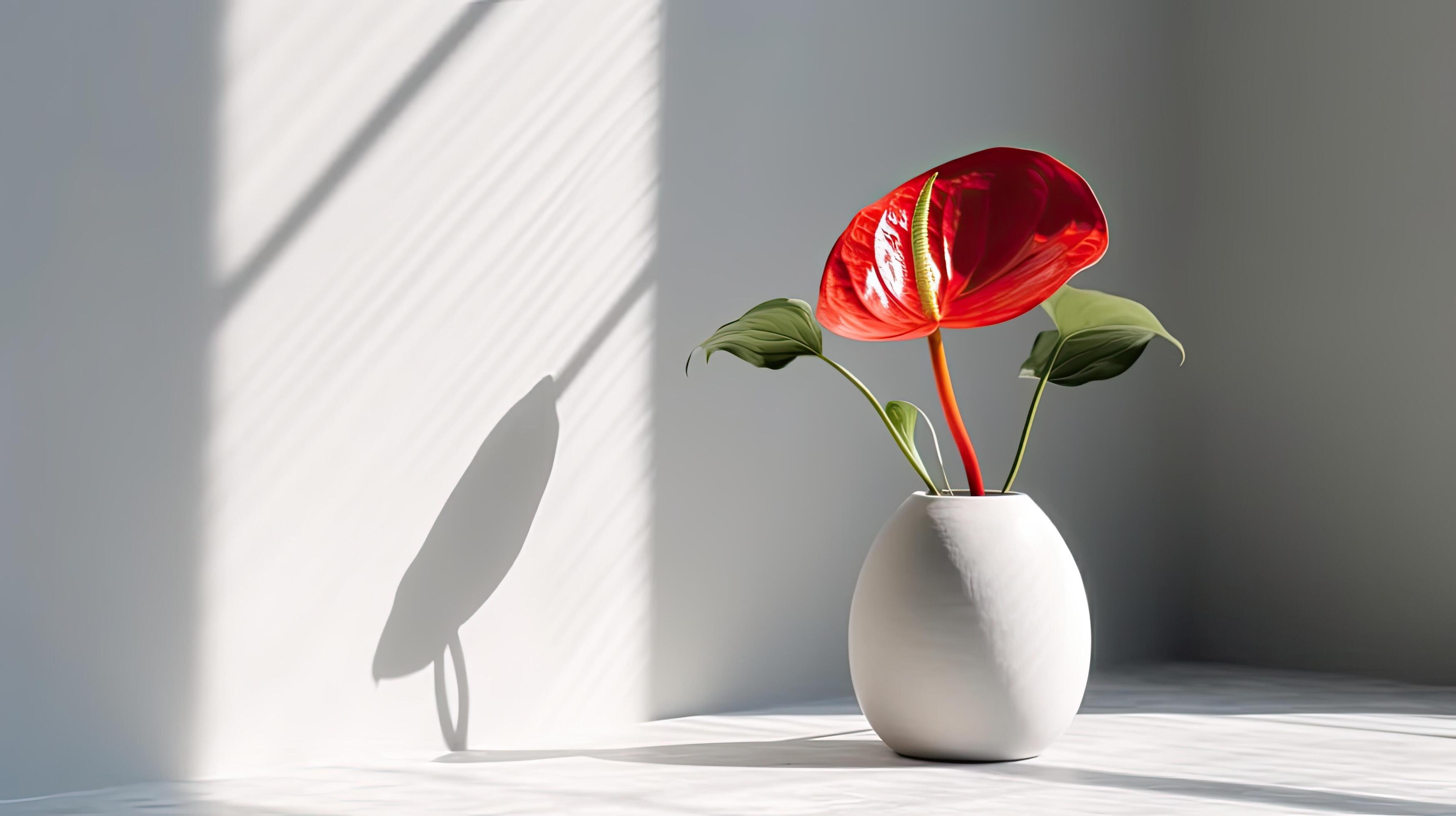 Ceramic vase with red flower. Illustration Stock Free