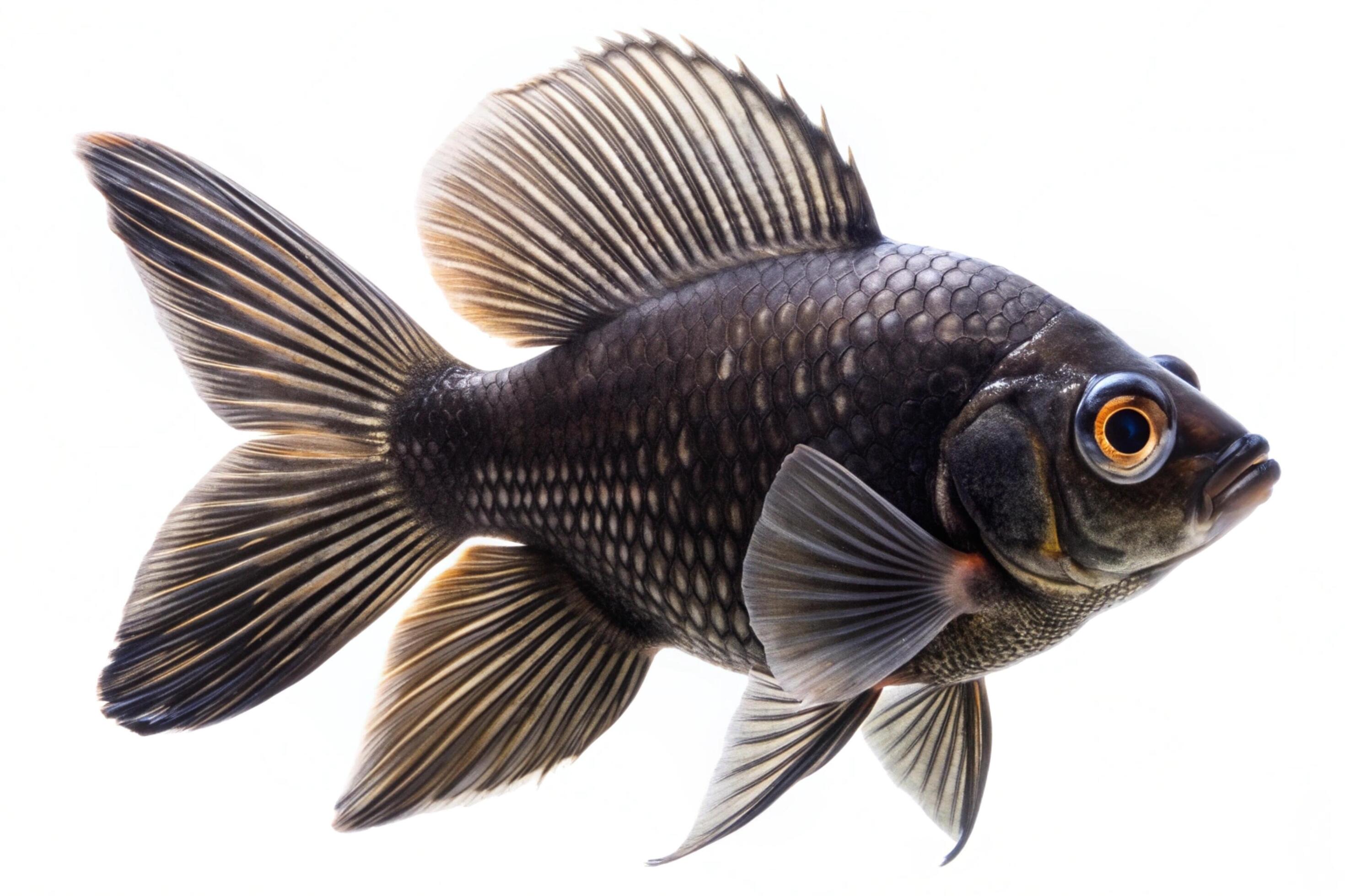 Black ornamental fish isolated on white background Stock Free