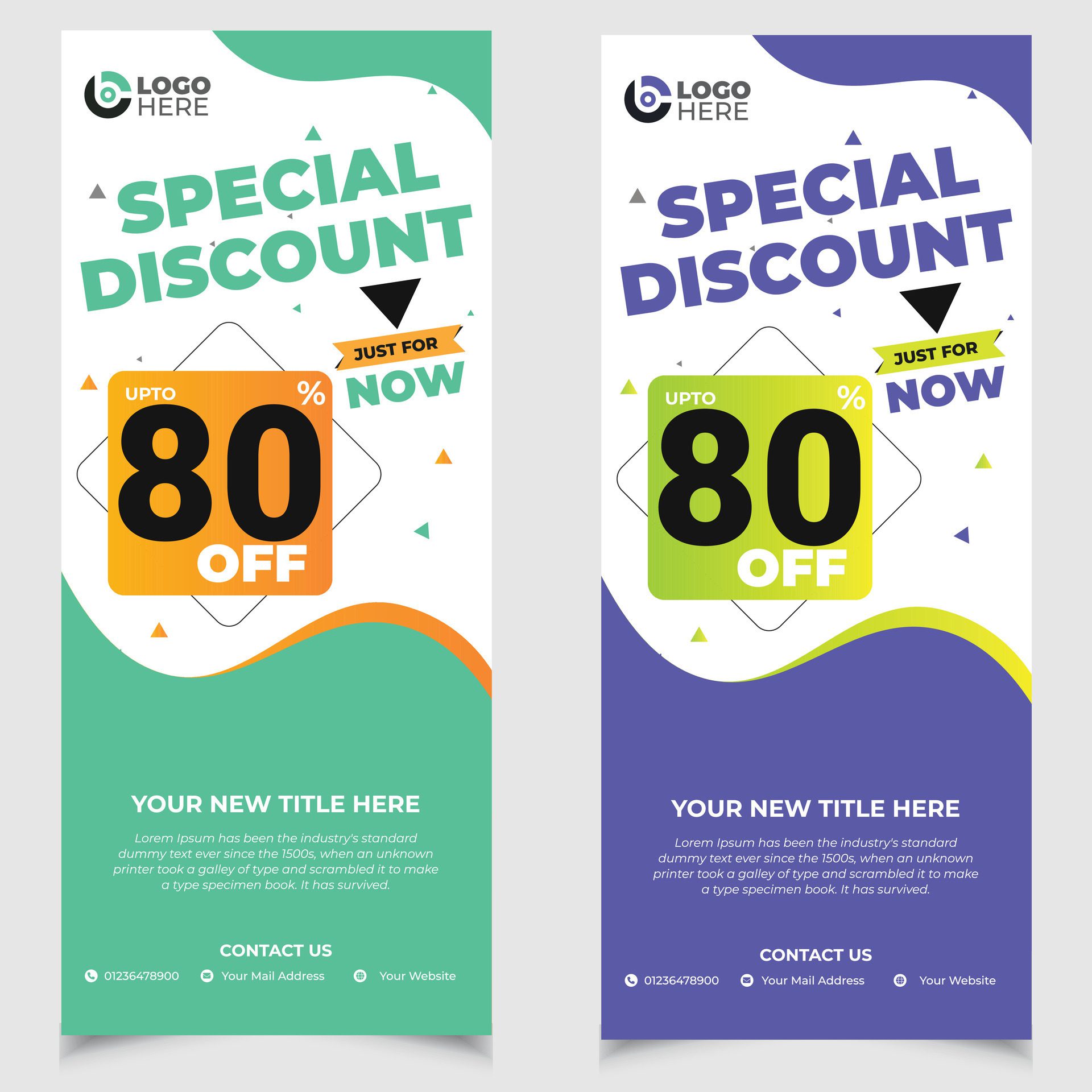 Discount roll up banner template design with special offer. Vector flyer layout Free Vector